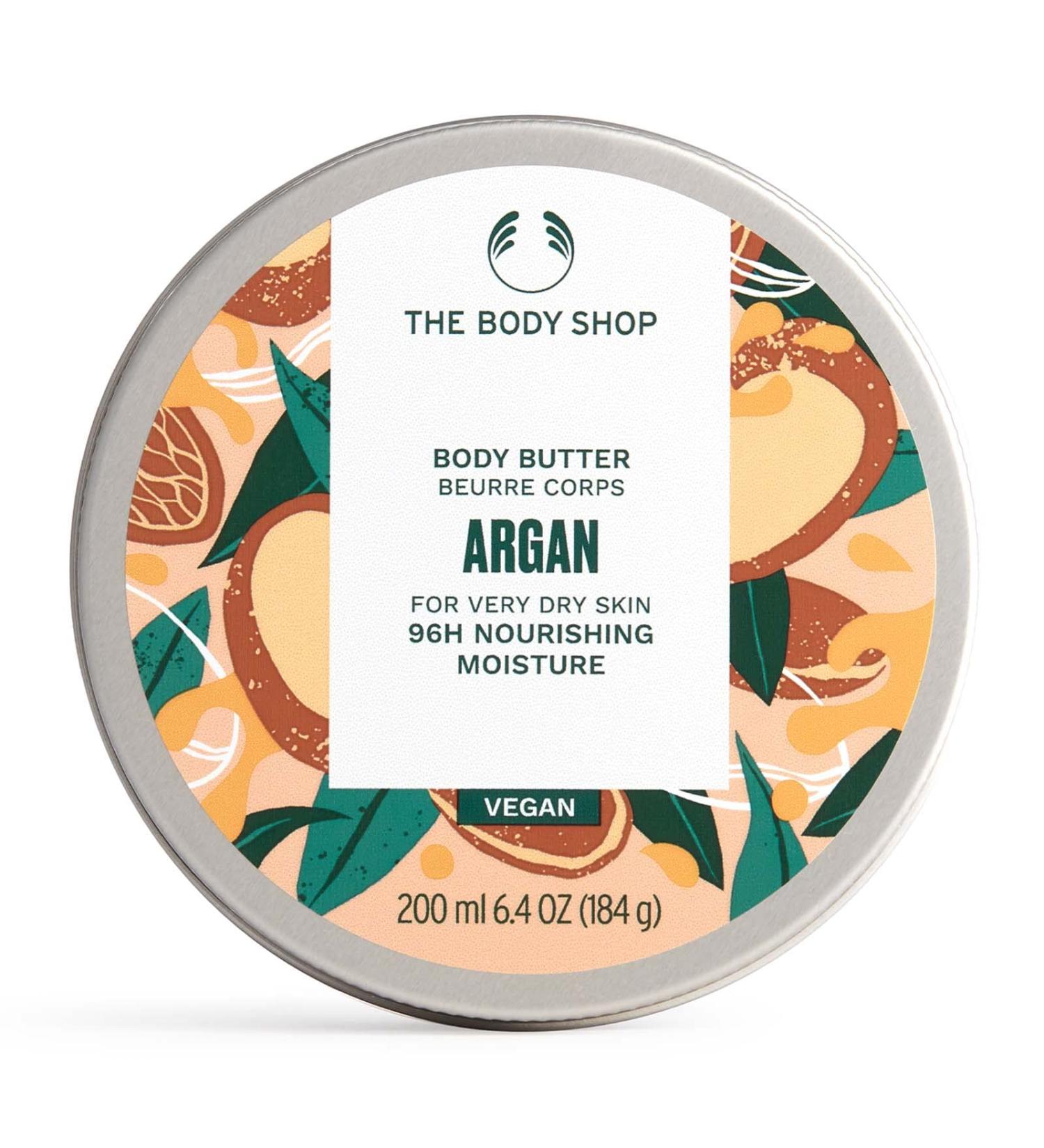 The Body Shop Argan Body Butter 6.75 oz - Nourishing Vegan Skincare for Very Dry Skin - Buy Online on GoSupps.com