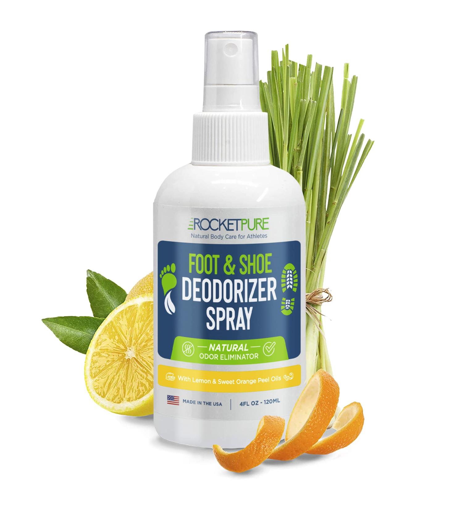 Rocket Pure Natural Shoe Deodorizer and Foot Spray - Lemon Scented Odor Eliminator - 4 Fl Oz - Buy Online on GoSupps.com
