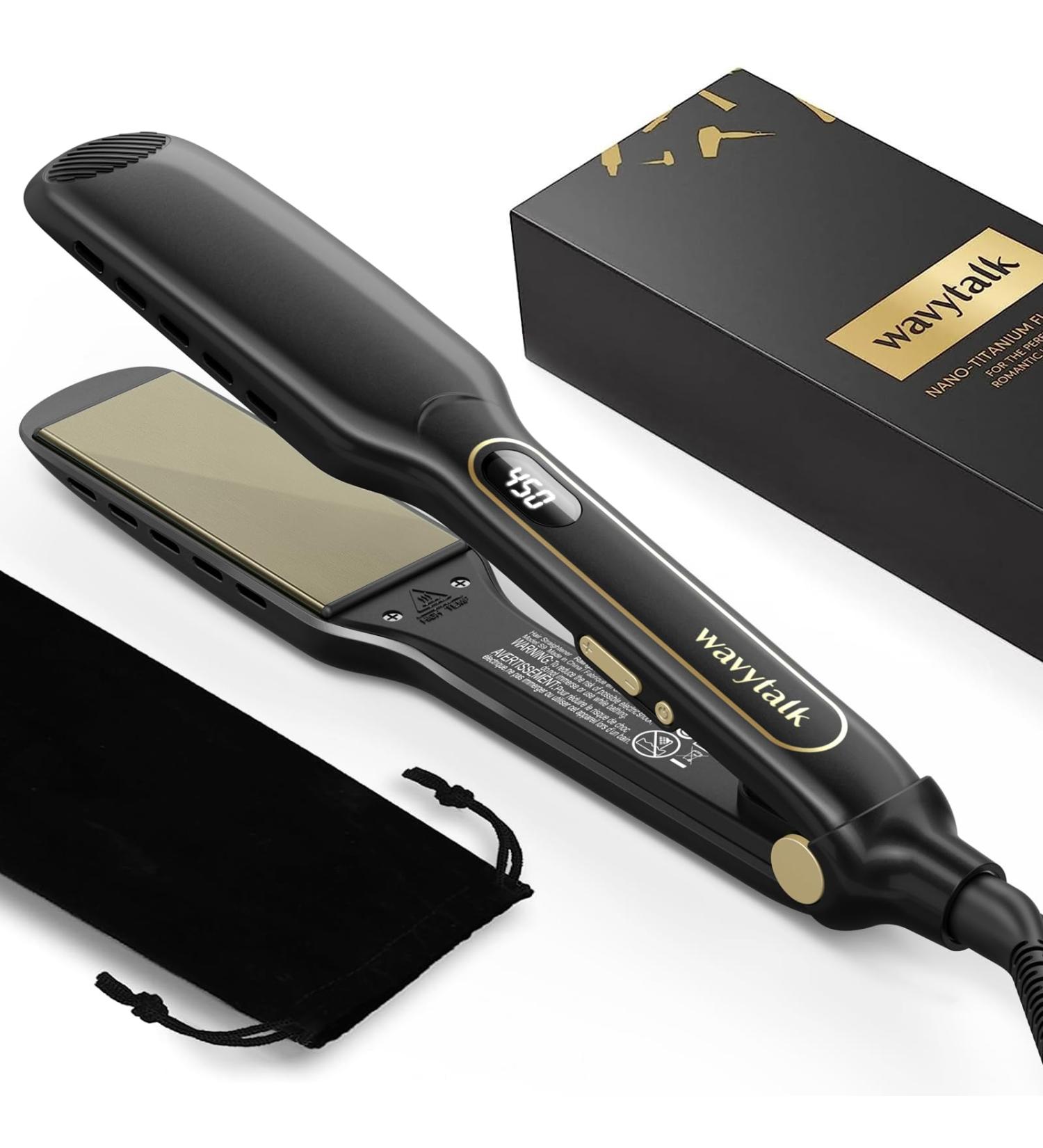 Wavytalk Wet to Straight Titanium Flat Iron - 1.7 Inch Professional Straightener with Dual Voltage & 50% More Protection - Black - Buy Online on GoSupps.com