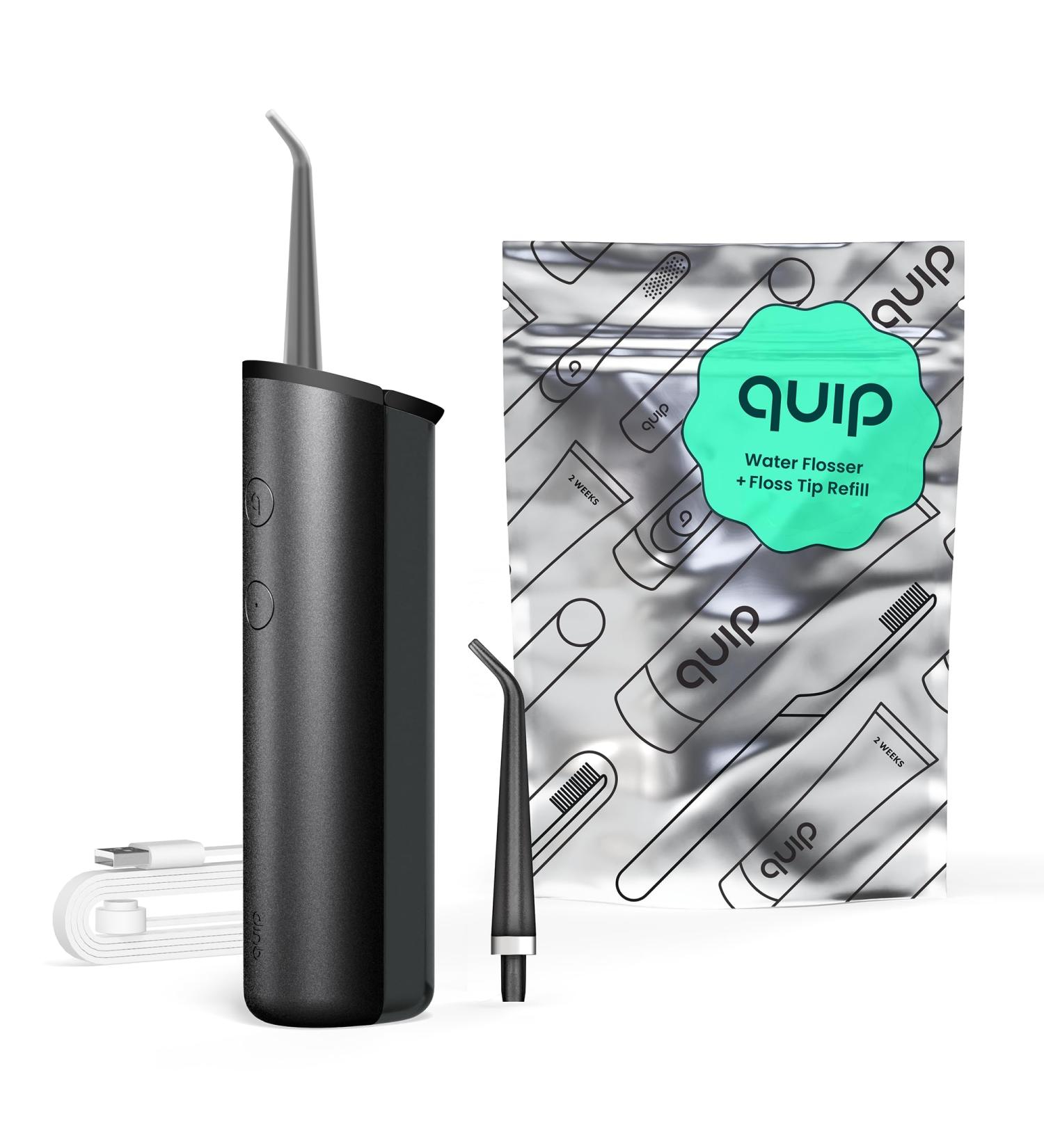 Buy Quip Water Flosser - Cordless Adjustable Pressure Teeth Cleaner with 360 Rotating Tip | Rechargeable All-Black Dental Pick - International Shipping Available - Buy Online on GoSupps.com