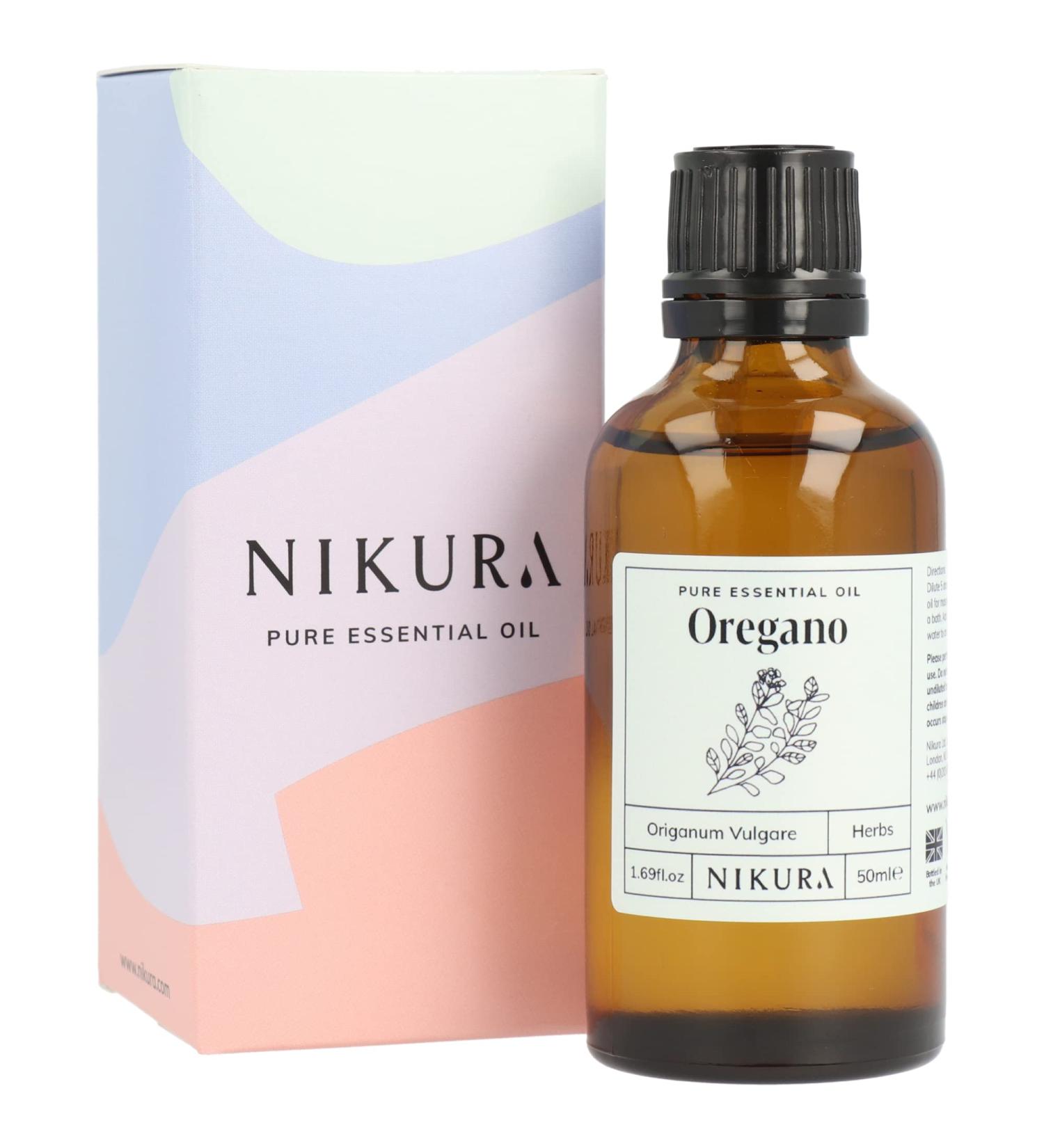 Nikura Oregano Essential Oil - 50ml | 100% Pure Natural Oils for Skin Cleansing & Aromatherapy | Vegan & UK Made - Buy Online on GoSupps.com