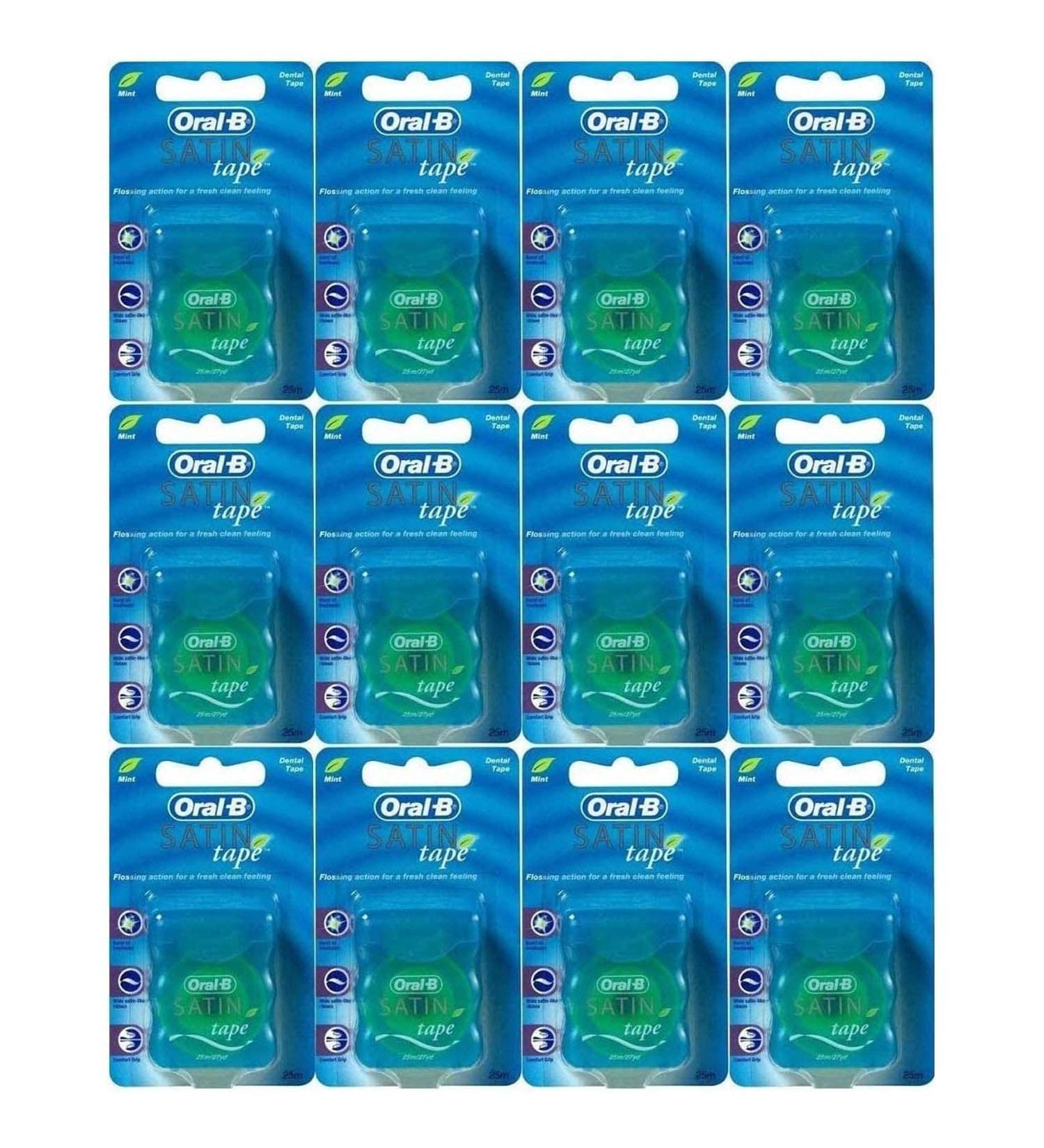 Oral-B Satin Tape Mint Dental Floss 25m - Pack of 12 Units - Buy Online on GoSupps.com