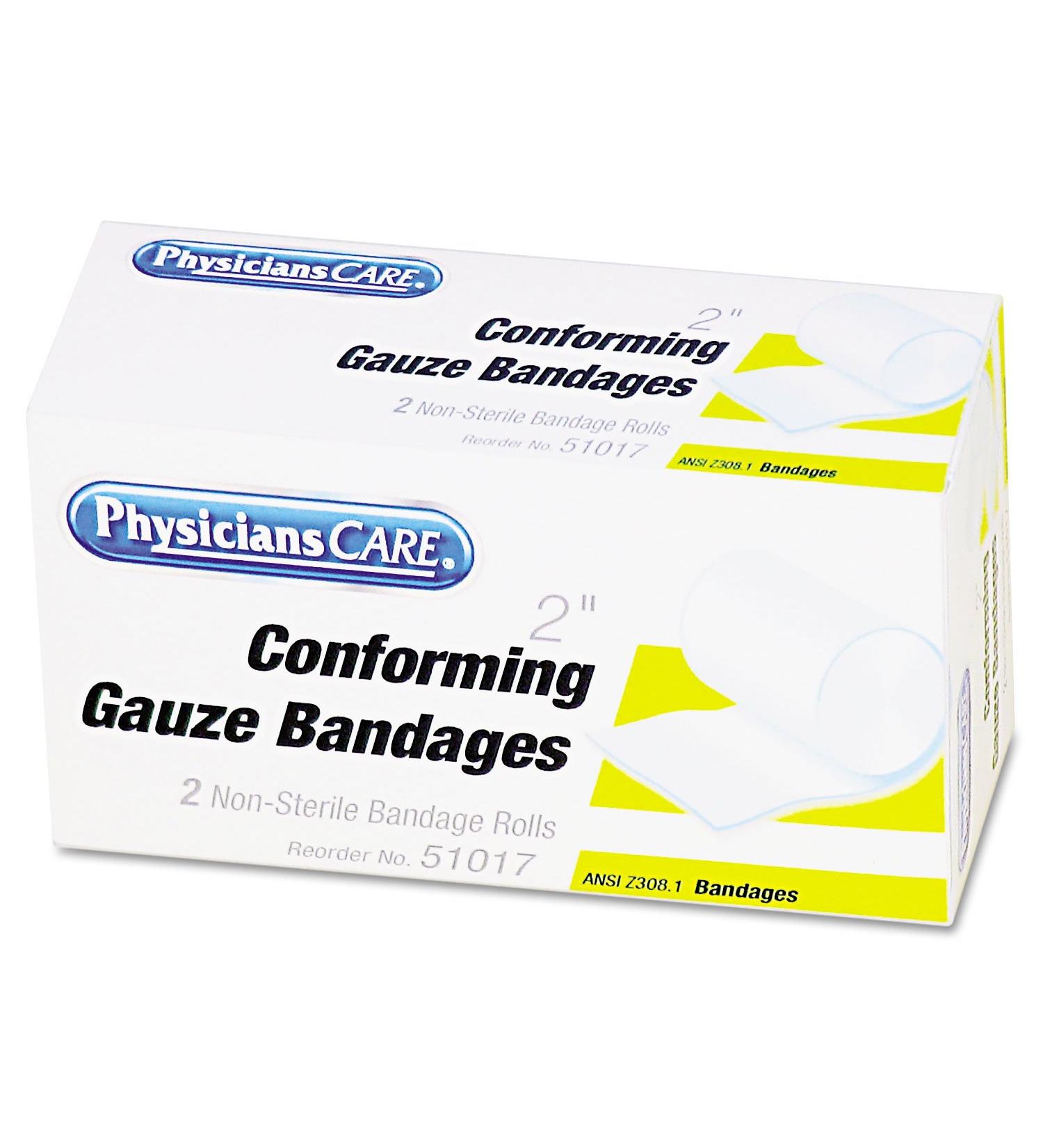 PhysiciansCare by First Aid Only PhysiciansCare 51017 First Aid Conforming Gauze Bandage 2-Inch wide 2 Rolls/Box