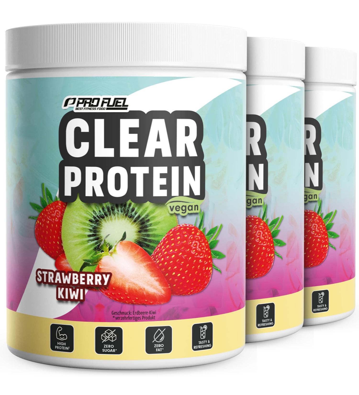 Vegan Clear Whey Protein 1080g - Delicious Strawberry Kiwi Flavor | High-Quality Pea Protein Hydrolysate | Refreshing Protein Drink (3 Pack) - Buy Online on GoSupps.com