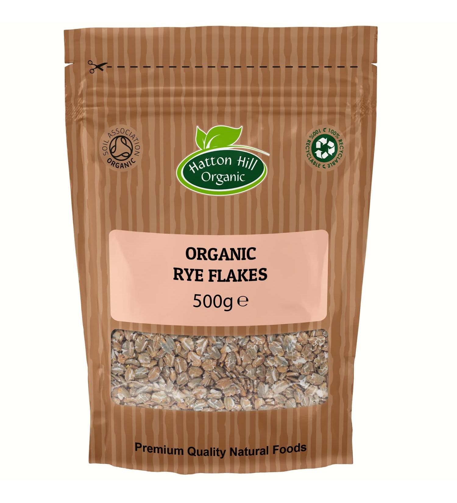 Organic Rye Flakes 500g by Hatton Hill Organic - Free UK Delivery | Buy Now - Buy Online on GoSupps.com