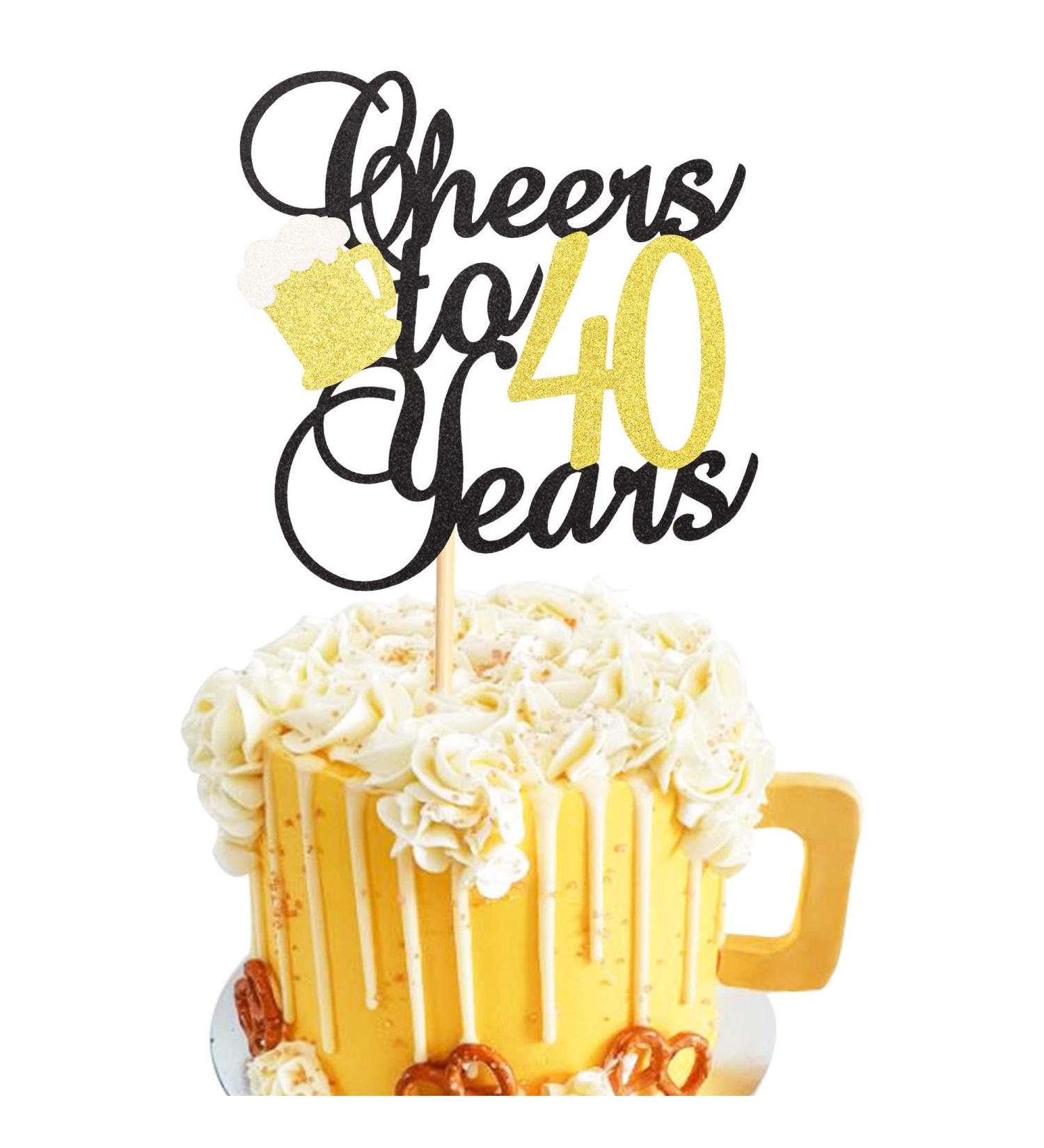 Arthsdite Cheers to 40 Years Cake Topper with Beer 40th Birthday Cake Picks Forty Years Old Birthday Party Decorations Supplies- Black Gold Glitter Black Gold 40 - Buy Online on GoSupps.com
