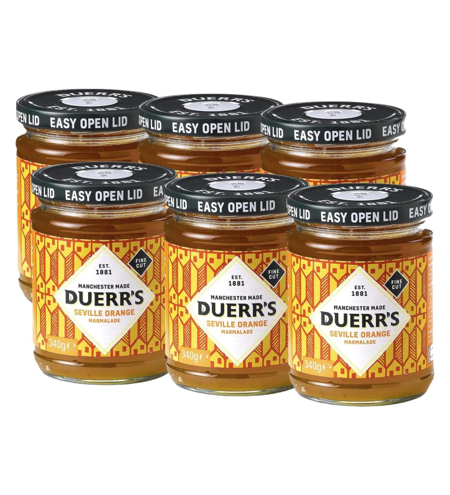 Duerr's Fine Cut Seville Orange Marmalade | 6 x 340g Pack | Traditional Marmalade Made with The Finest Orange Zest Pieces | Sweet Flavor and Texture - Buy Online on GoSupps.com