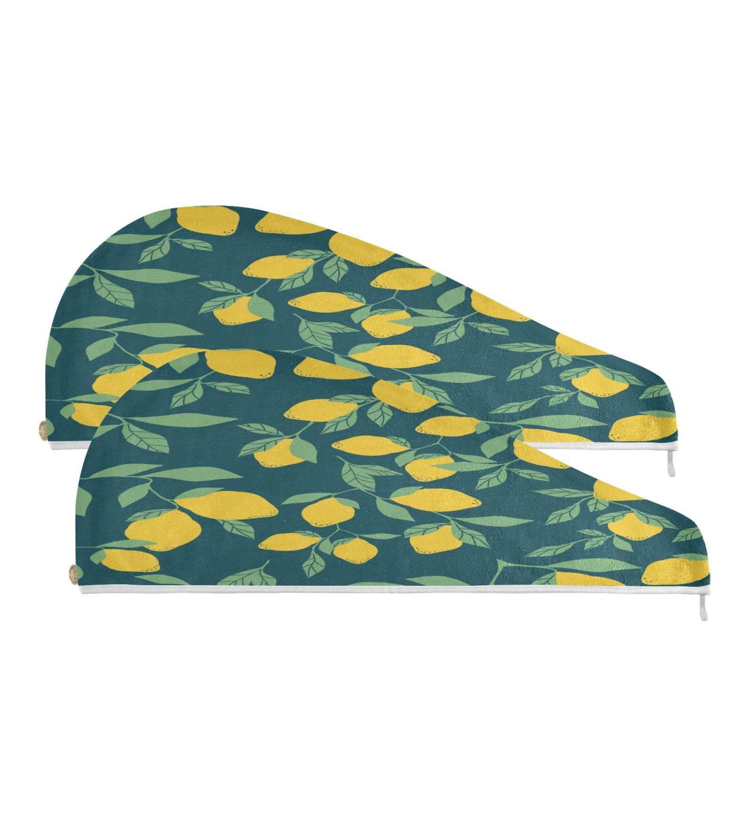 Lemon Tree Dry Hair Cap Set - 2 Piece Quick Drying Towel & Button Headband | Super Absorbent & Soft for Ideal Hair Care - Buy Online on GoSupps.com