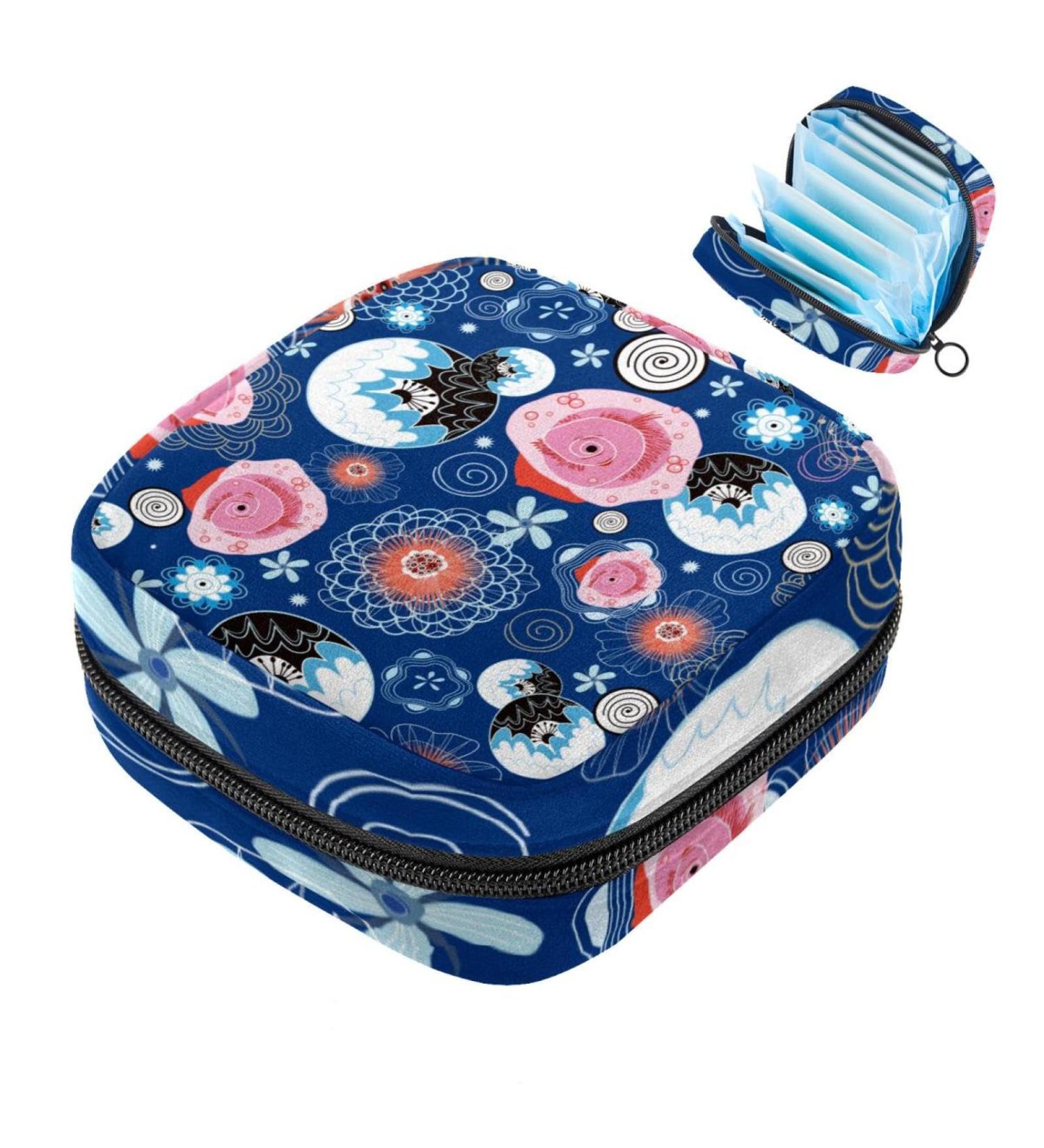 Artistic Women's Binding-Up Bags | Abstract Flower Pattern | Large Menstrual Cup Pocket & Zipper | Perfect for Period Inserts Panty Liners & Tampons | Shop Multicolored Designs - Buy Online on GoSupps.com
