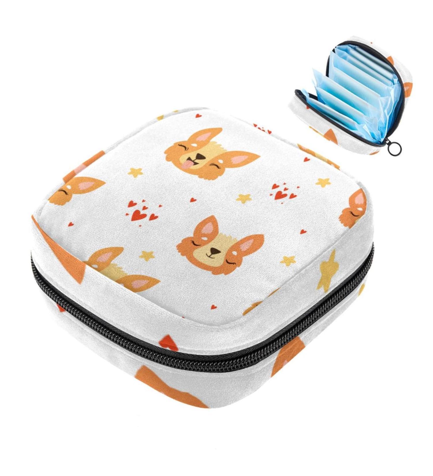 Cute Corgi Face Storage Bags for Women | Seamless & Portable Menstrual Pad Holders | Multicolored Women's Bandages Tampons & More - Buy Online on GoSupps.com