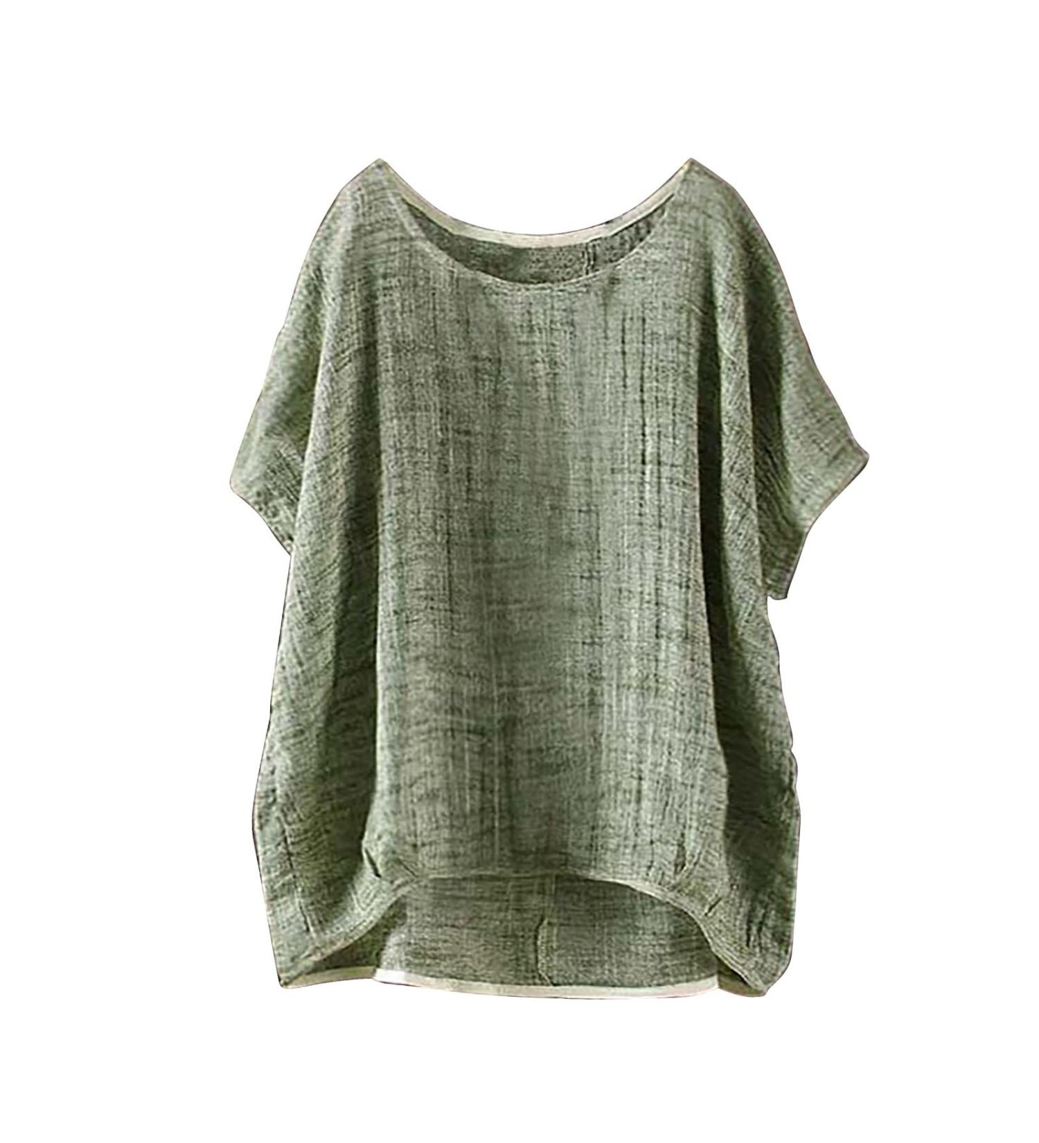 Women Blouse and Shirts Sale Clearance Summer Tee Tops Basic Short Sleeve V-Neck Cotton Linen Loose Fit Shirts Blouses Ladies Tunic Tops Casual Button Oversized T-Shirt Tops 538-qppoj-5-green 3XL - Buy Online on GoSupps.com
