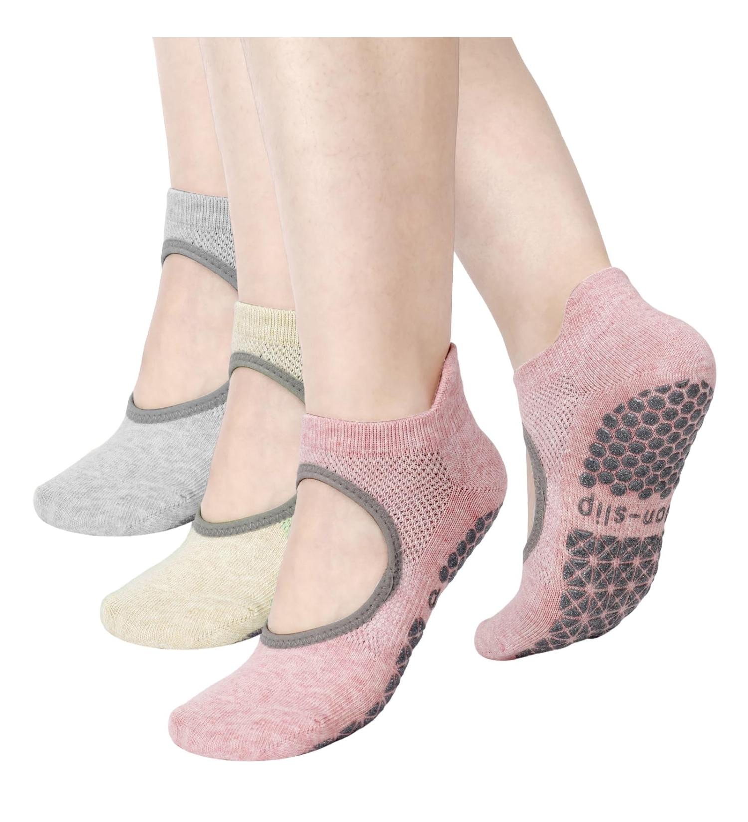 Utensilsto 3 Pair Yoga Socks for Women - Anti-Slip Pilates Barre Ballet & Fitness Slipproof Barefoot Socks - Buy Online on GoSupps.com