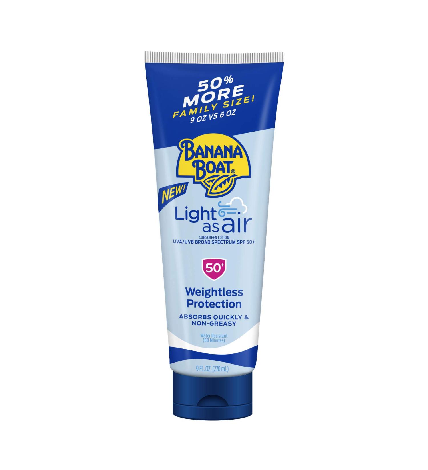 Banana Boat Light As Air SPF 50 Reef Friendly Sunscreen Lotion - 9oz - Buy Online on GoSupps.com