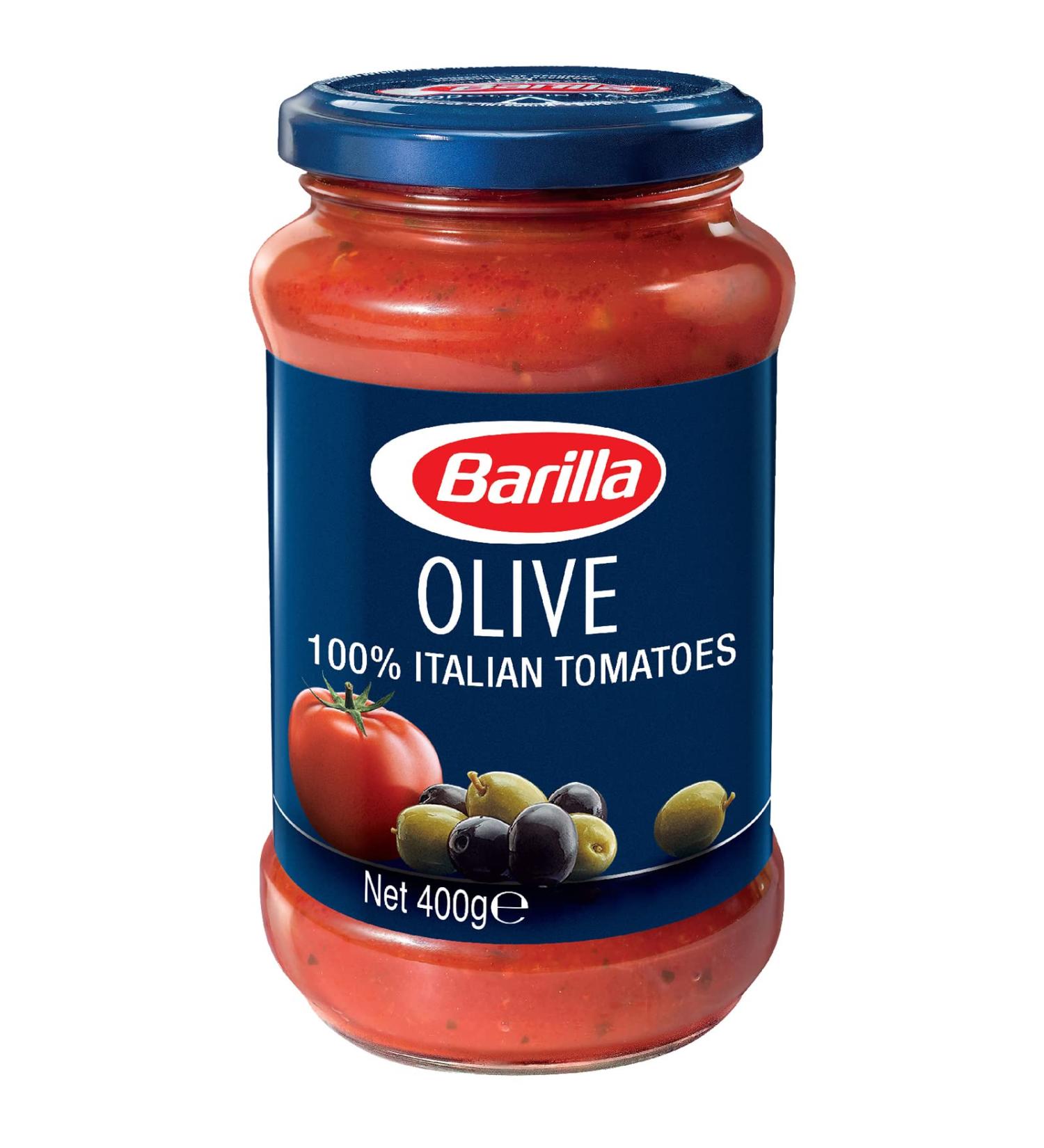 Barilla Pasta Sauce - Olives with 100% Italian Tomatoes 400 gm | Non - GMO Project Verified | Vegan | Gluten free | No added Colour or Presevatives Pasta 400 g (Pack of 1) - Buy Online on GoSupps.com