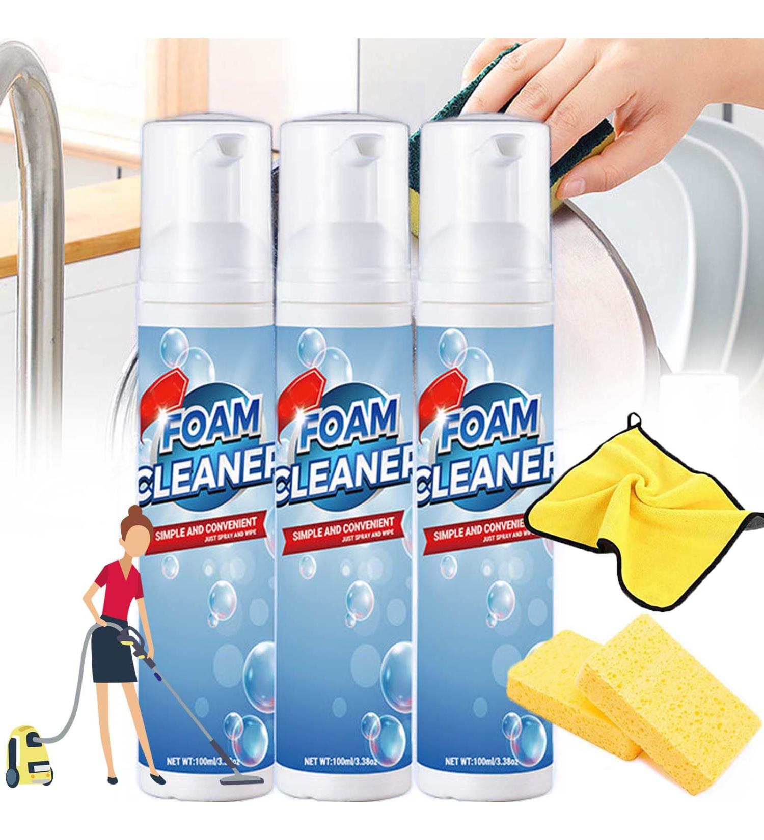 DENGWANG Multi-Purpose Cleaning Foam - Just Spray & Wipe Multi-Purpose Cleaner Foam Spray Foaming Heavy Oil Stain Cleaner Bubble Cleaner Foam Spray for Bathrooms and Kitchens (3PCS 100ML) 3pcs 100ML - Buy Online on GoSupps.com