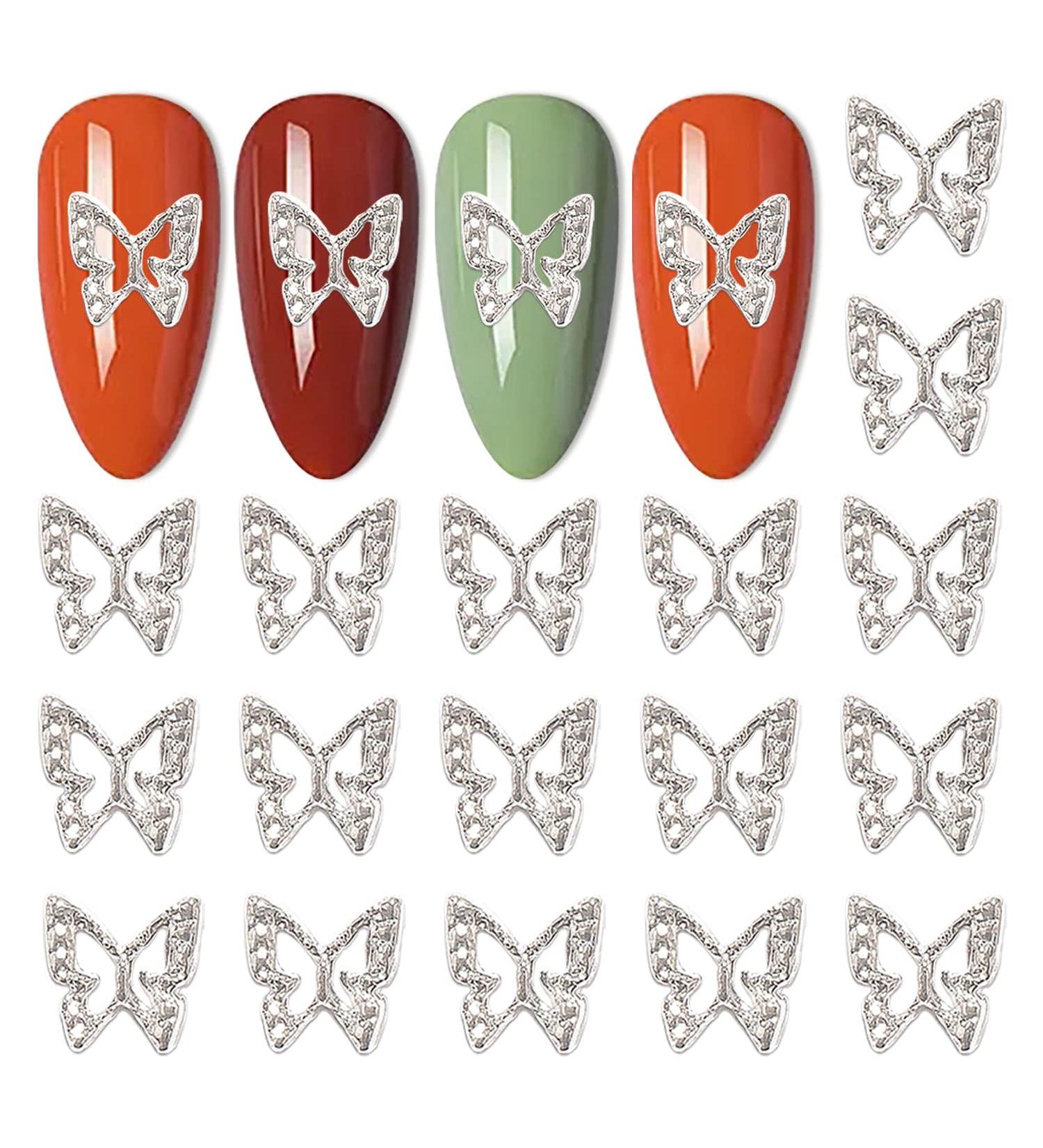 DanNeasy 3D Butterfly Charms for Nails - 100pcs Silver Alloy Nail Jewels for Acrylic Nails | DIY Craft Nail Art Accessories - Buy Online on GoSupps.com