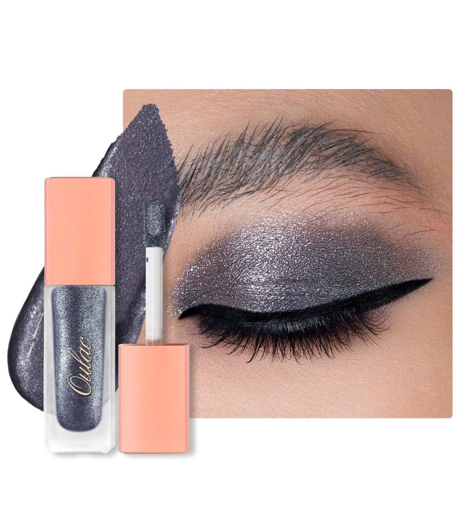 Oulac Black Glitter Liquid Eyeshadow & Eyeliner Set | Shimmer Eye Makeup | Vegan & Cruelty-Free | Non-Creasing Formula | Lightweight & Moisturizing | Easy to Remove | 12 Light Year - Buy Online on GoSupps.com