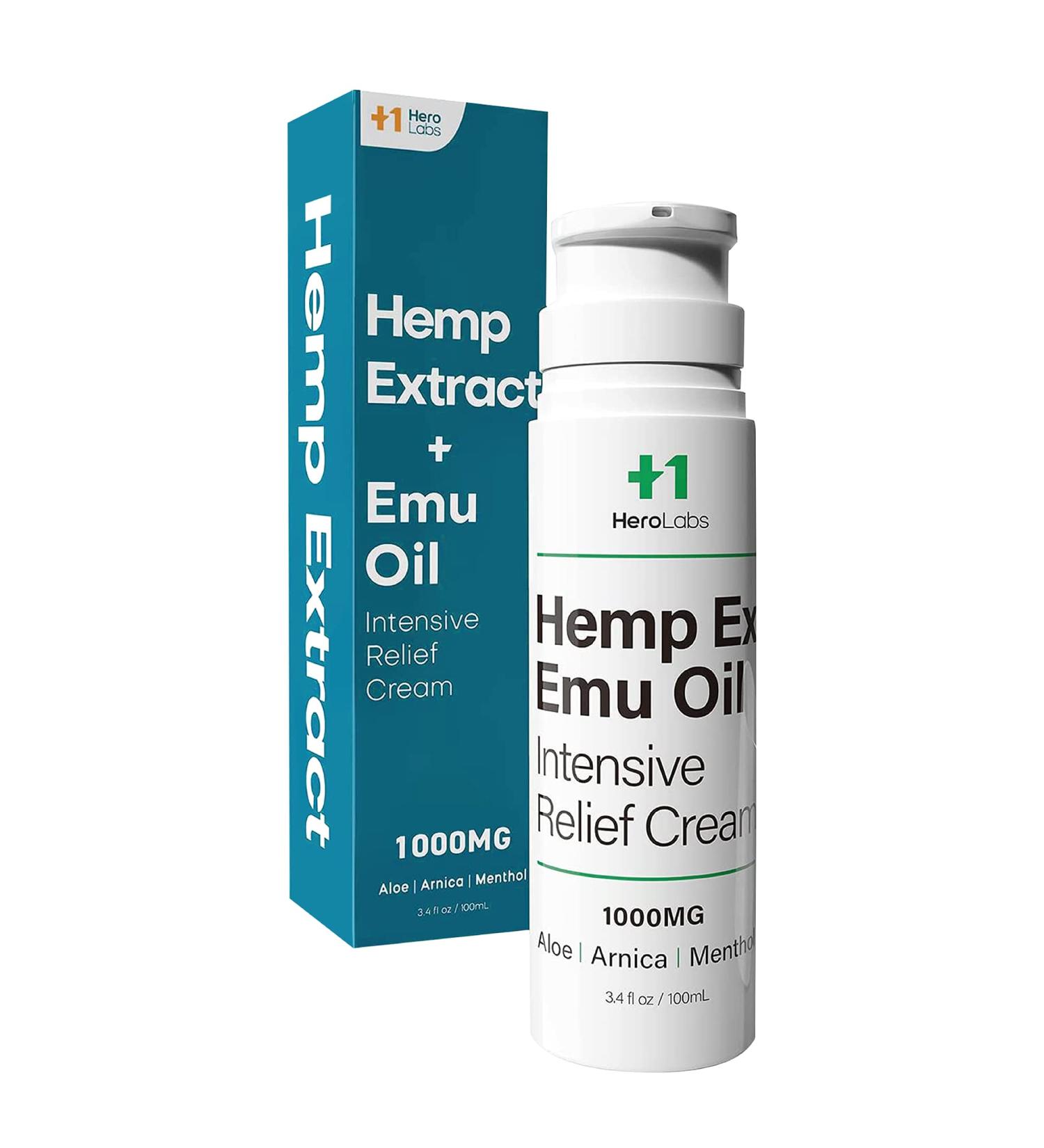 HeroLabs Hemp Cream - Maximum Strength Topical Hemp Extract for Muscle, Joint, and Back Pain Relief - Made in USA - 3.4 Oz - Buy Online on GoSupps.com