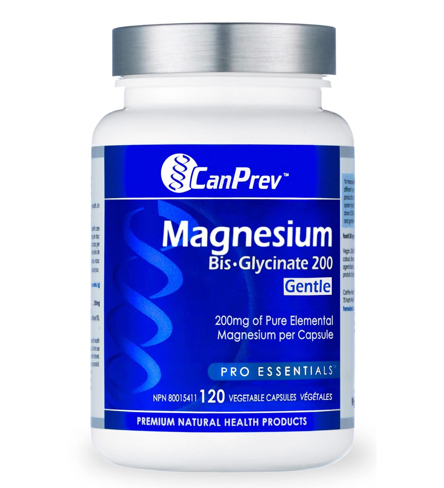 CanPrev - Magnesium BisGlycinate 200mg 120 v-caps - Gentle on the Bowels - A Factor in the Maintenance of Good Health - Buy Online on GoSupps.com