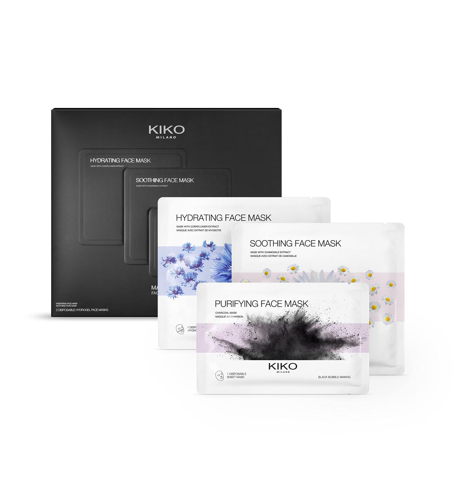 KIKO Milano Mask Time Face Mask Set | Skincare Set: 1 Moisturising Mask 1 Soothing Mask And 1 Purifying Mask - Buy Online on GoSupps.com
