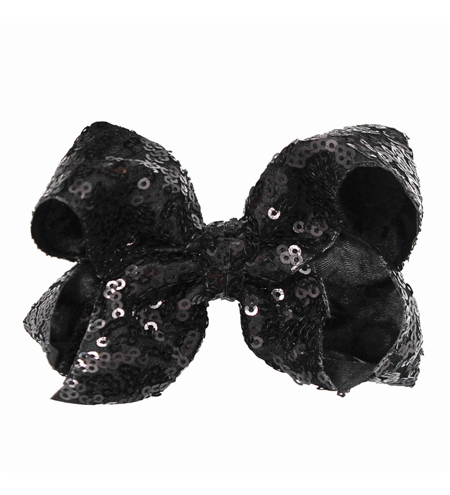 Xansema 4 Inches Sequin Hair Bow Alligator Clip for Girls & Women - Black - Buy Online on GoSupps.com