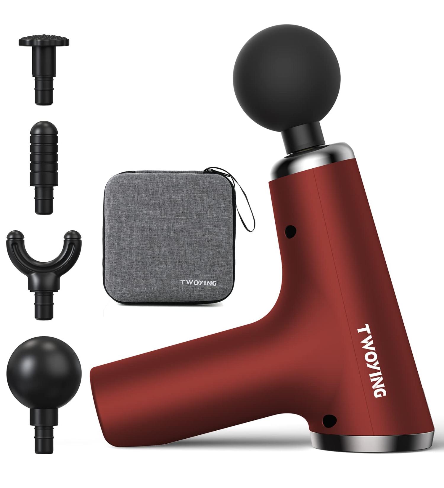 Portable Deep Tissue Massage Gun for Athletes - LCD Touch Screen, Red - With Case - Muscle Massager - Buy Online on GoSupps.com