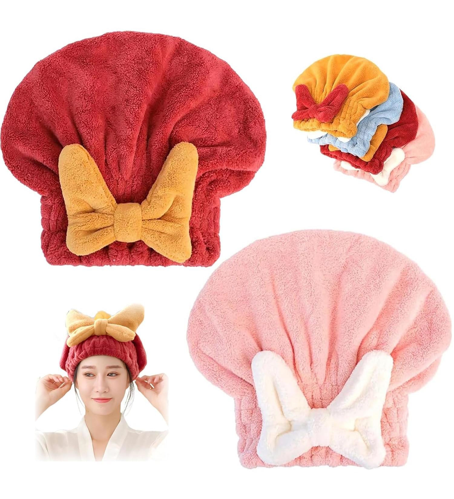 Super Absorbent Microfiber Hair Towel Wrap for Curly & Long Hair Quick Drying Extra Soft 11.02x9.84in Pink Red | Efficient International Shipping - Buy Online on GoSupps.com