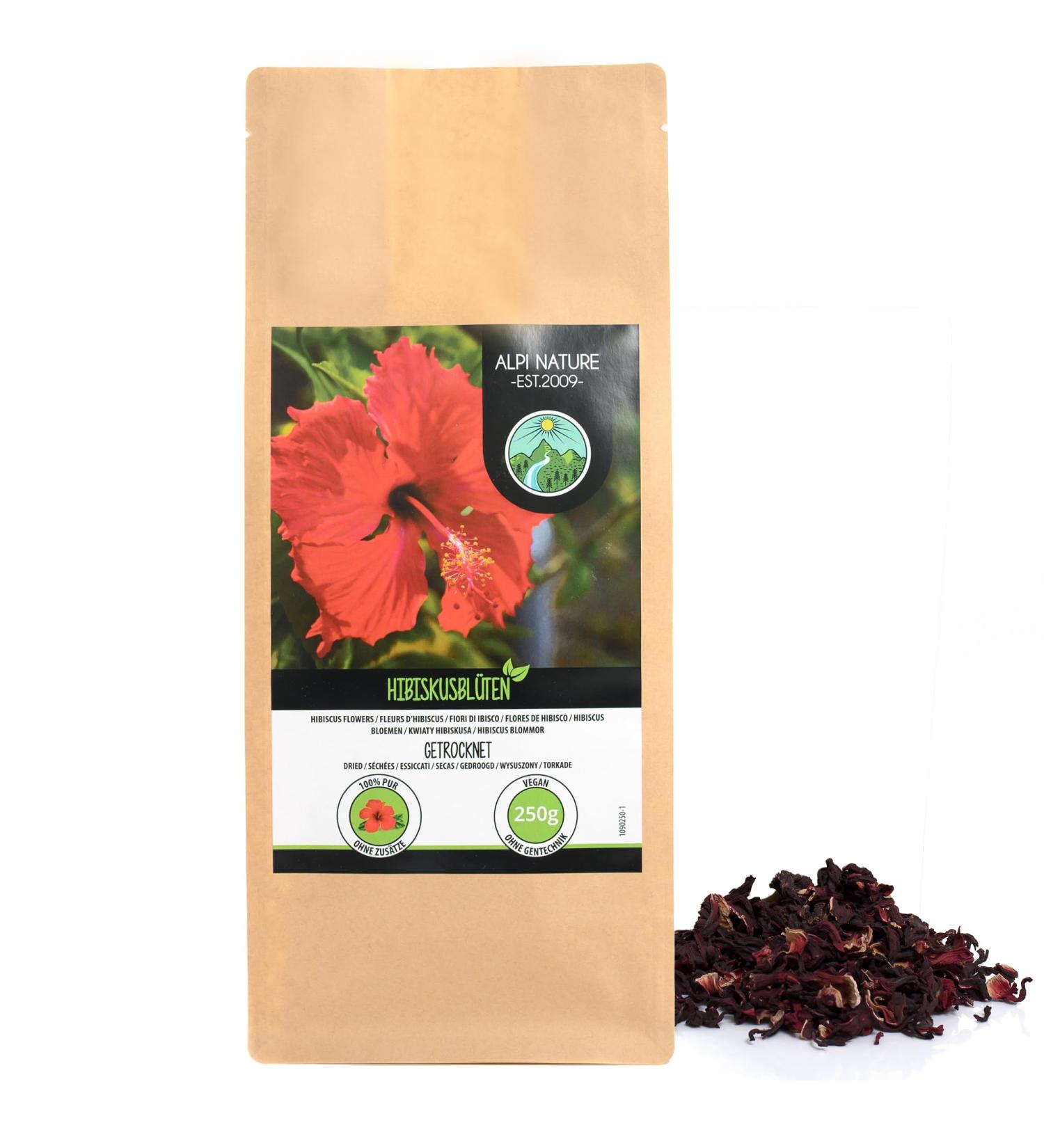 Hibiscus flower tea (250g) whole hibiscus flowers hibiscus flower tea gently dried 100% pure and natural 250 GR - Buy Online on GoSupps.com