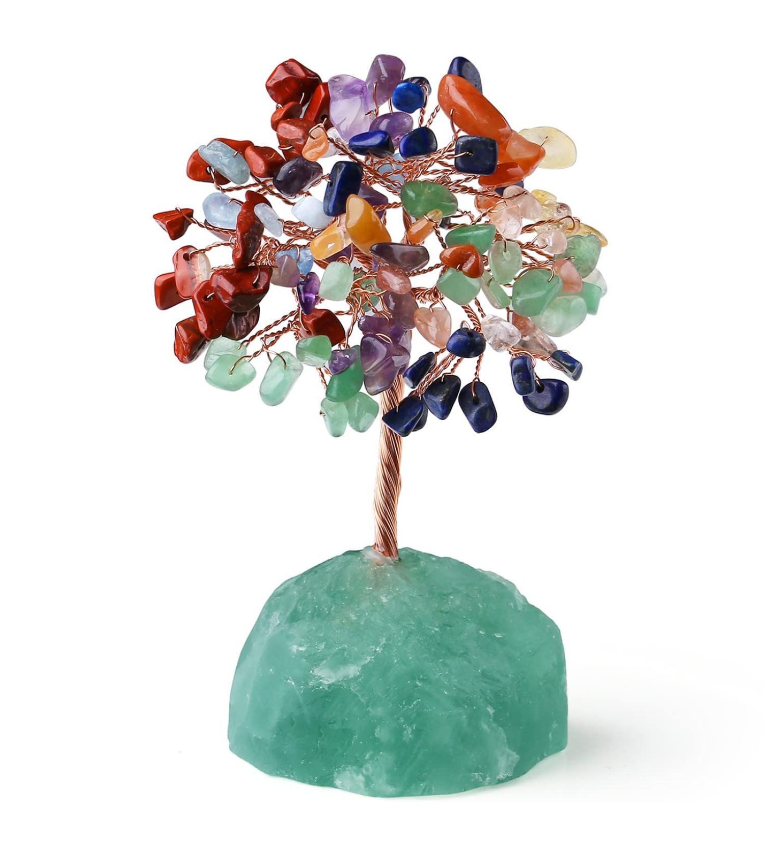 Xiannvxi Crystal Tree of Life Decoration | Feng Shui Colorful Chakra Bonsai with Natural Gemstones & Clear Quartz - Spiritual Home Decor - Buy Online on GoSupps.com