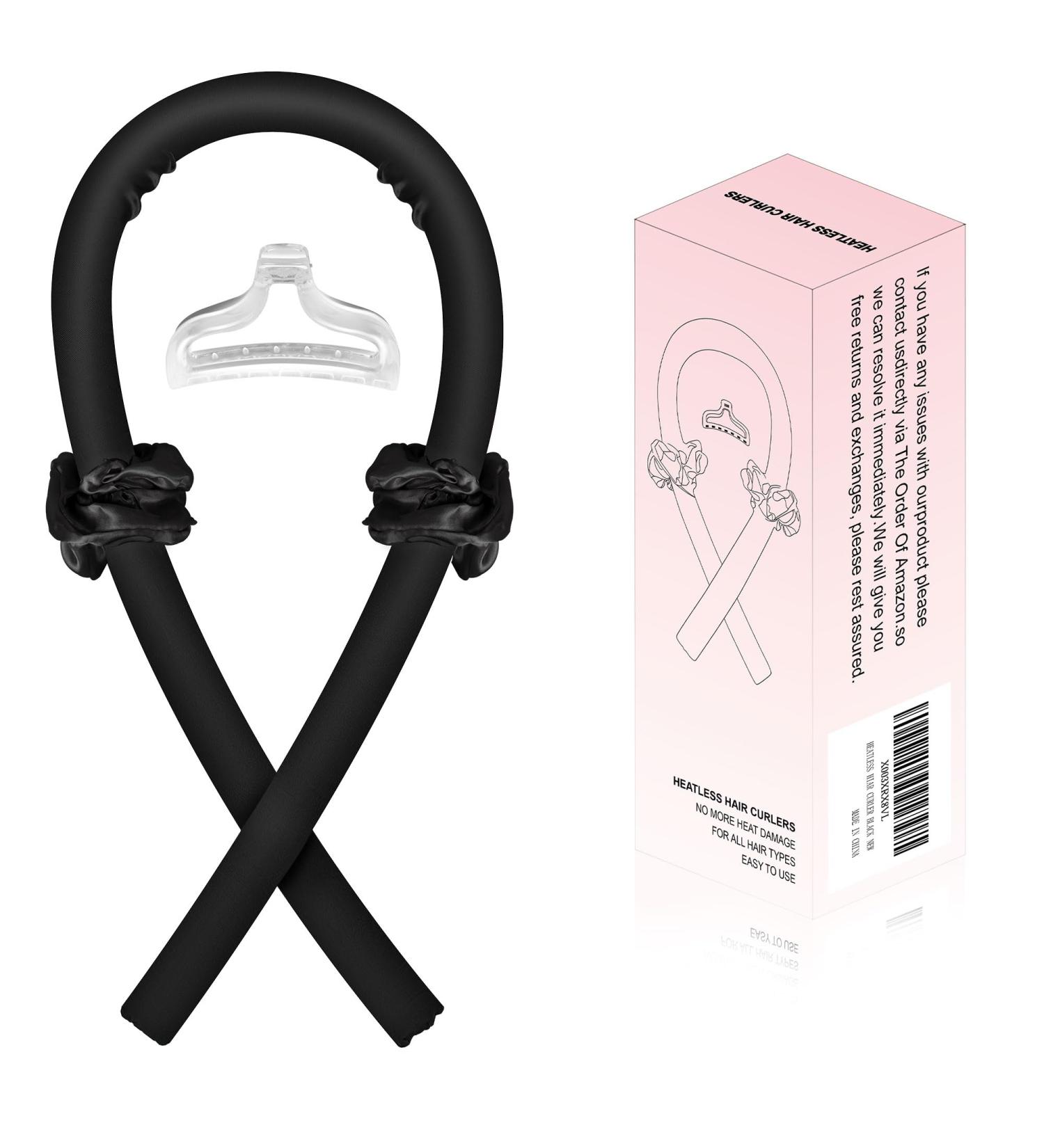 Satin Heatless Hair Curler Hair Rollers for Heatless Curls with Hair Claw Clip Soft Rubber Heatless Curling Rod Headband Heatless Curling Set for Sleep in Overnight Black - Buy Online on GoSupps.com