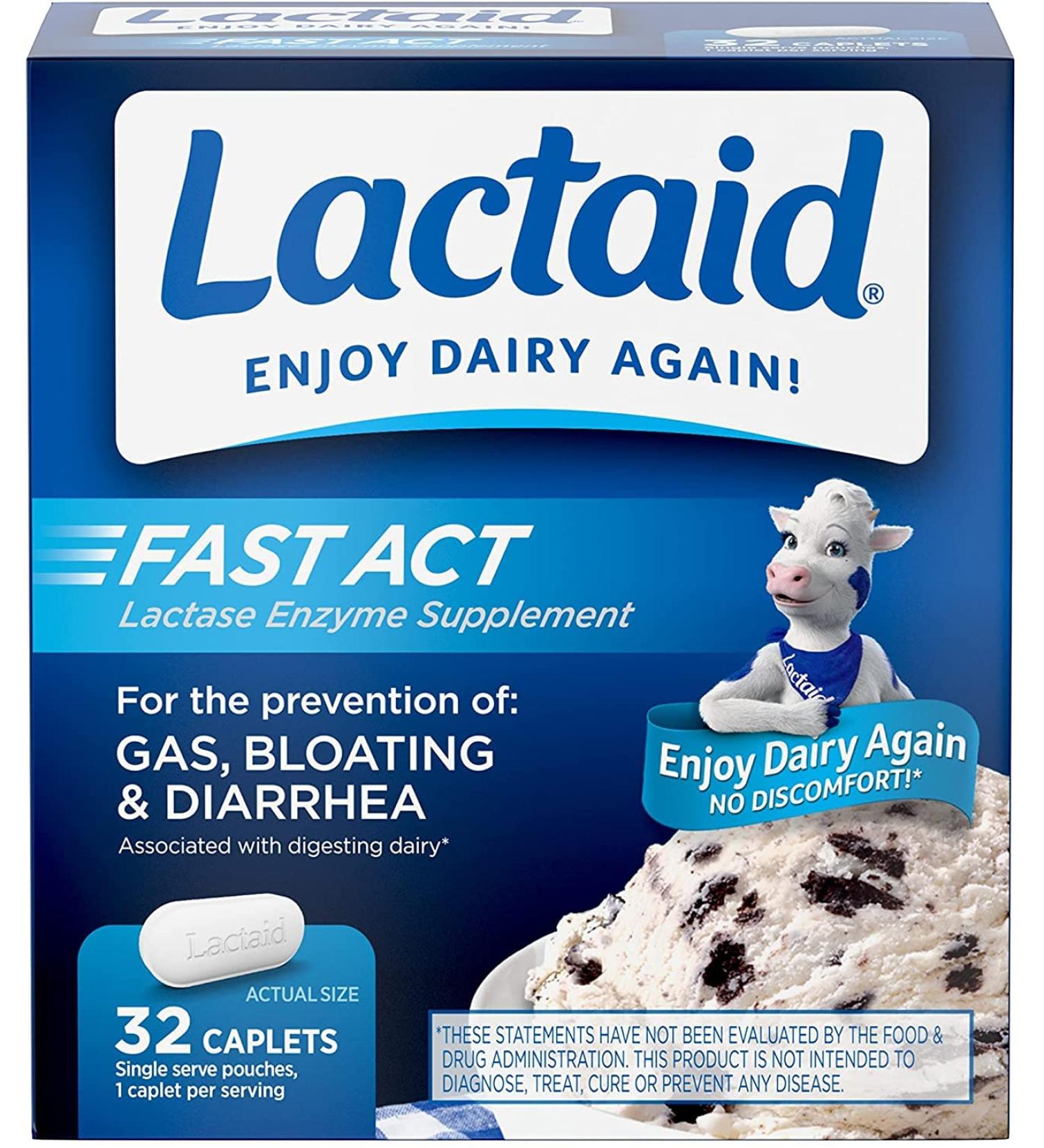 LACTAID Fast Acting Caplets - 64 Caplets (2 Pack) - Buy Online on GoSupps.com