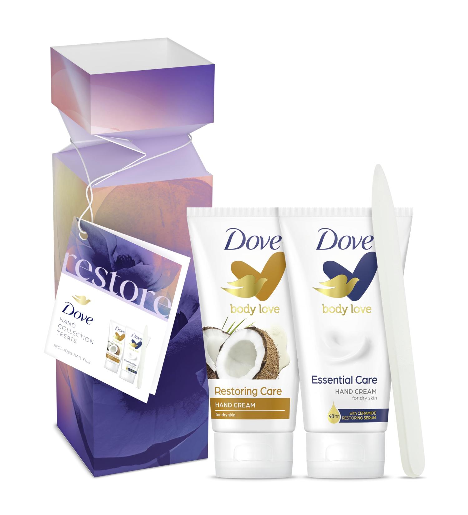 Dove Restore Hand Treats Collection Gift Set with a sleek glass nail file perfect gifts for her 2 piece - Buy Online on GoSupps.com
