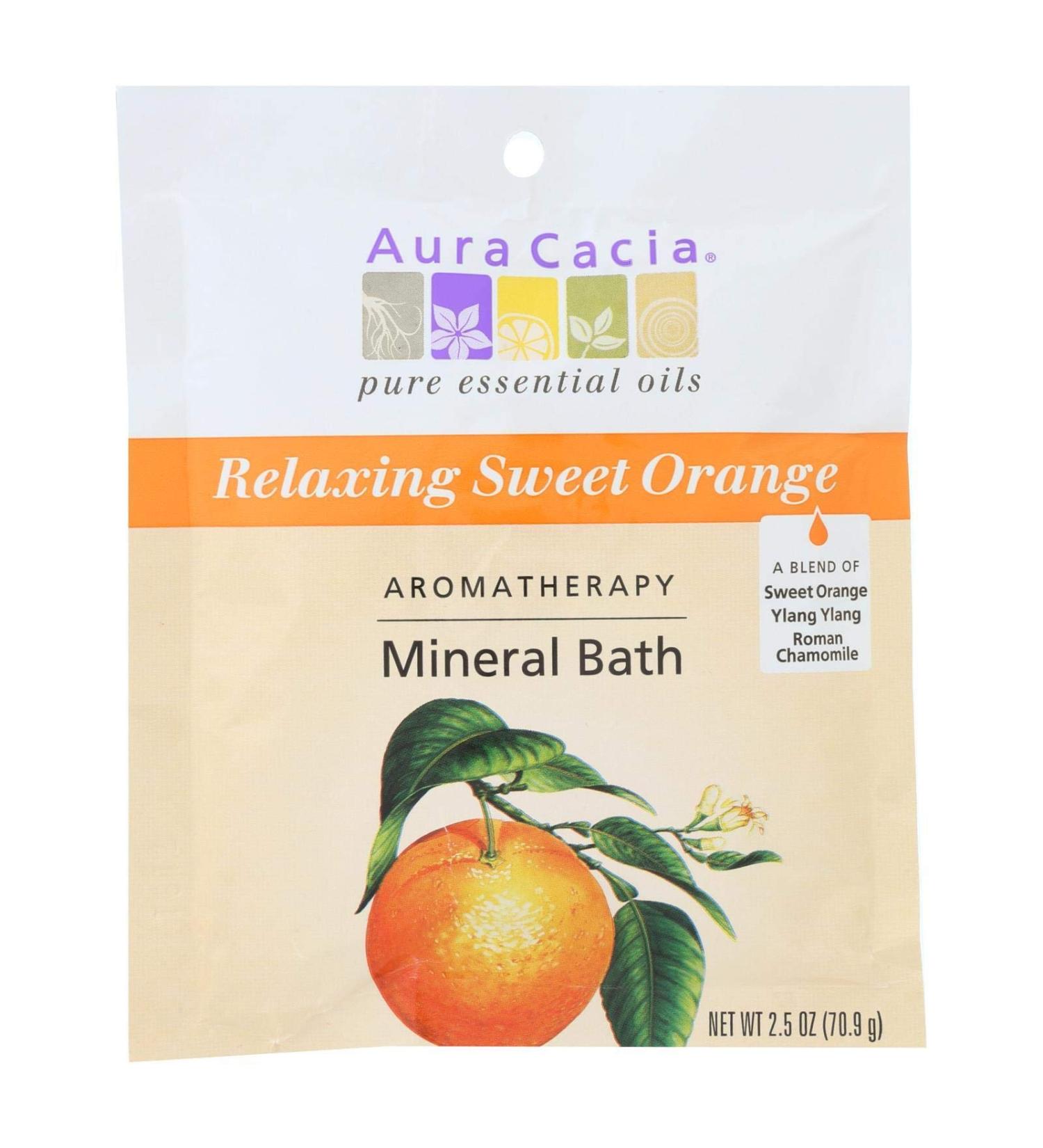 Aura Cacia Relaxing Sweet Orange Aromatherapy Mineral Bath Salt 2.5 Ounce Packet - 6 per case.6