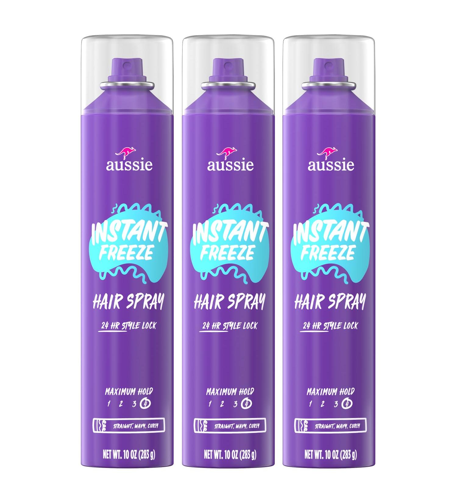 Aussie Instant Freeze Hairspray Triple Pack - Strong Hold 10.0oz with Jojoba & Sea Kelp - Buy Online on GoSupps.com