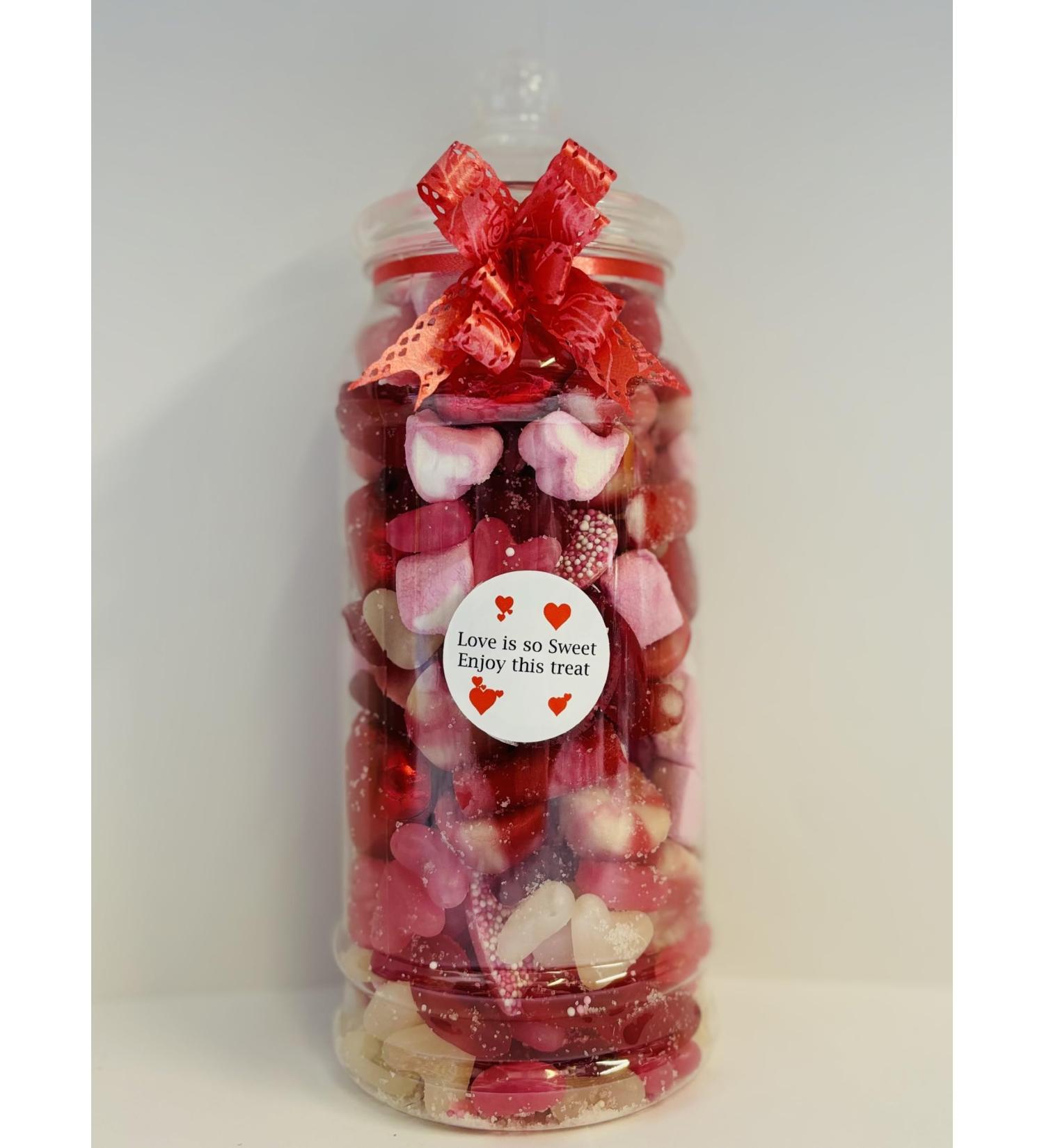 Love Is Sweet Valentines Day Filled Pick N Mix Sweet Victorian Jar Gift Personalised Present 970ml approx 760g - Buy Online on GoSupps.com