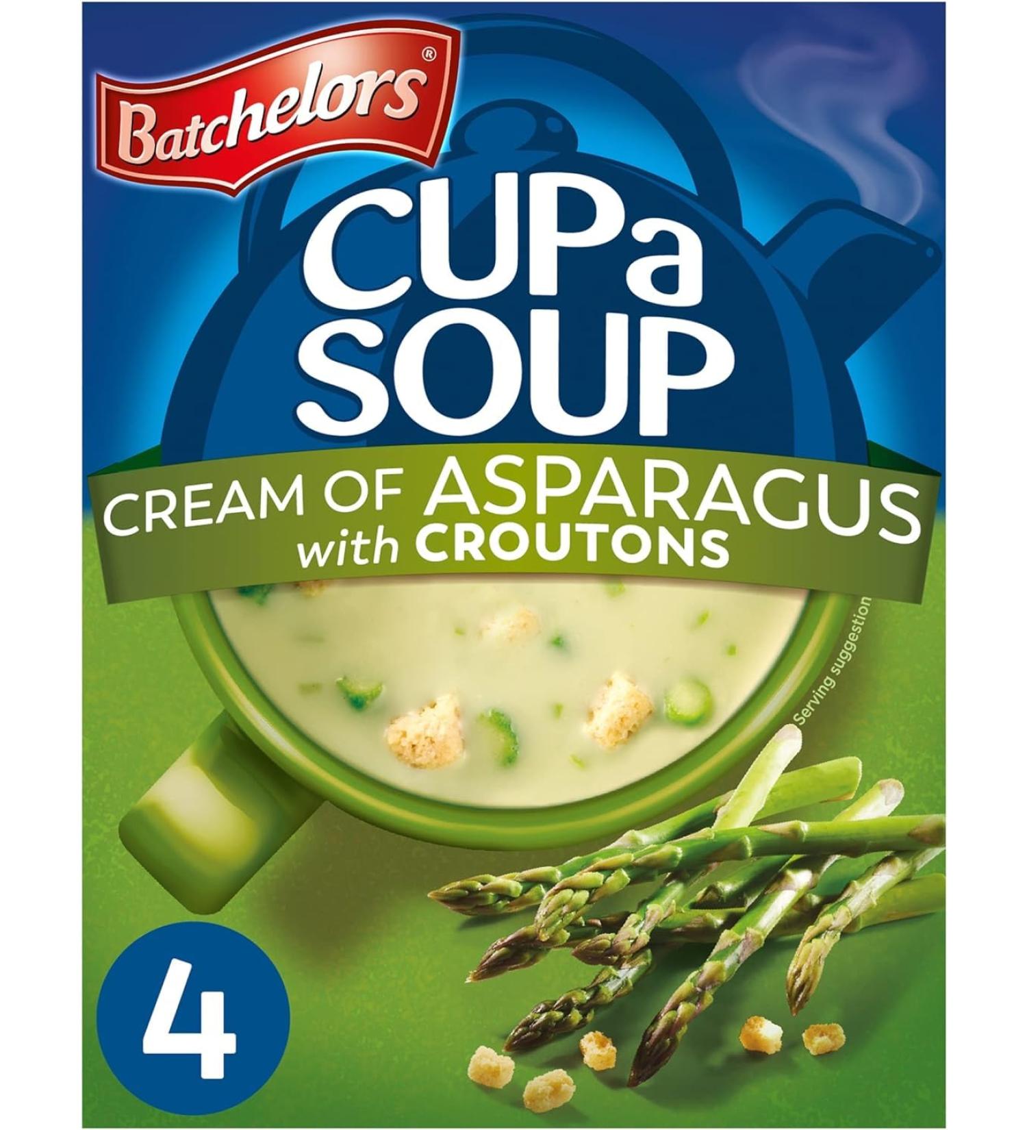 Batchelors Cup a Soup Cream Of Asparagus With Croutons Instant Soup Sachets 117 g Box (Pack of 9 Boxes - Each Contains 4 Sachets) - Buy Online on GoSupps.com