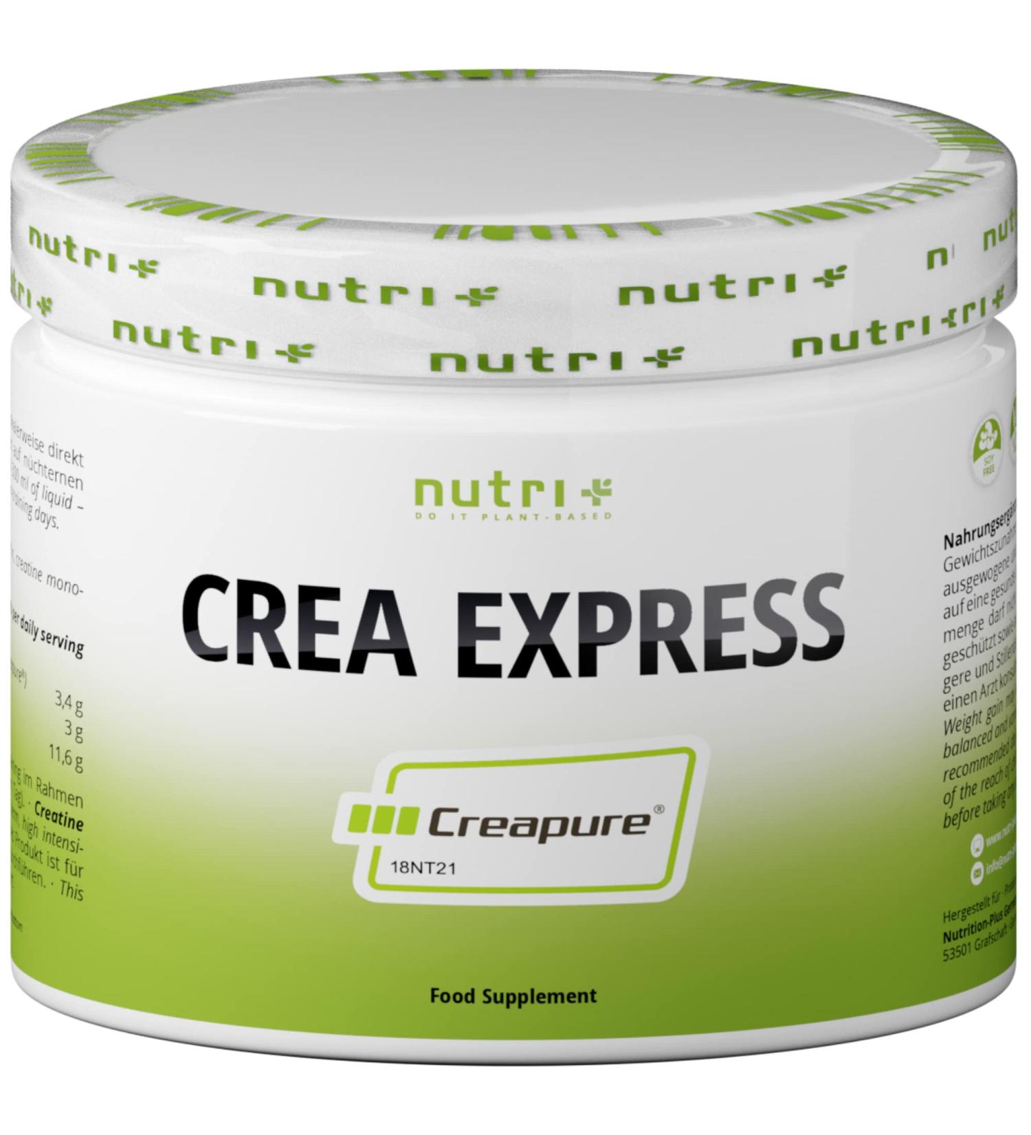 Creatin Matrix Powder - Creapure with Carbohydrates for Quick Absorption | Vegan Creatine Monohydrate 450g - Nutri + Creatine Express - Buy Online on GoSupps.com