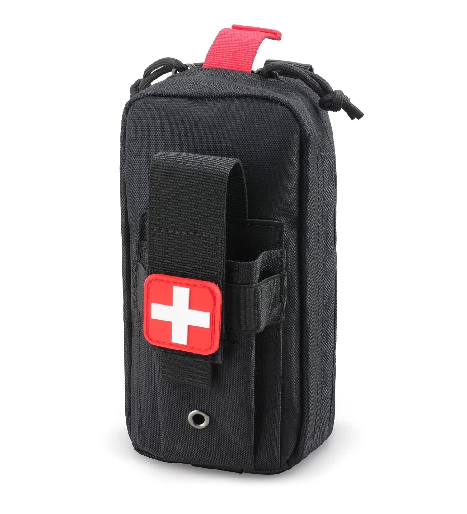LIVANS Tactical MOLLE Medical Pouch - Rip-Away EMT First Aid Kit | IFAK Trauma Bag with Cross Patch, Black - Buy Online on GoSupps.com