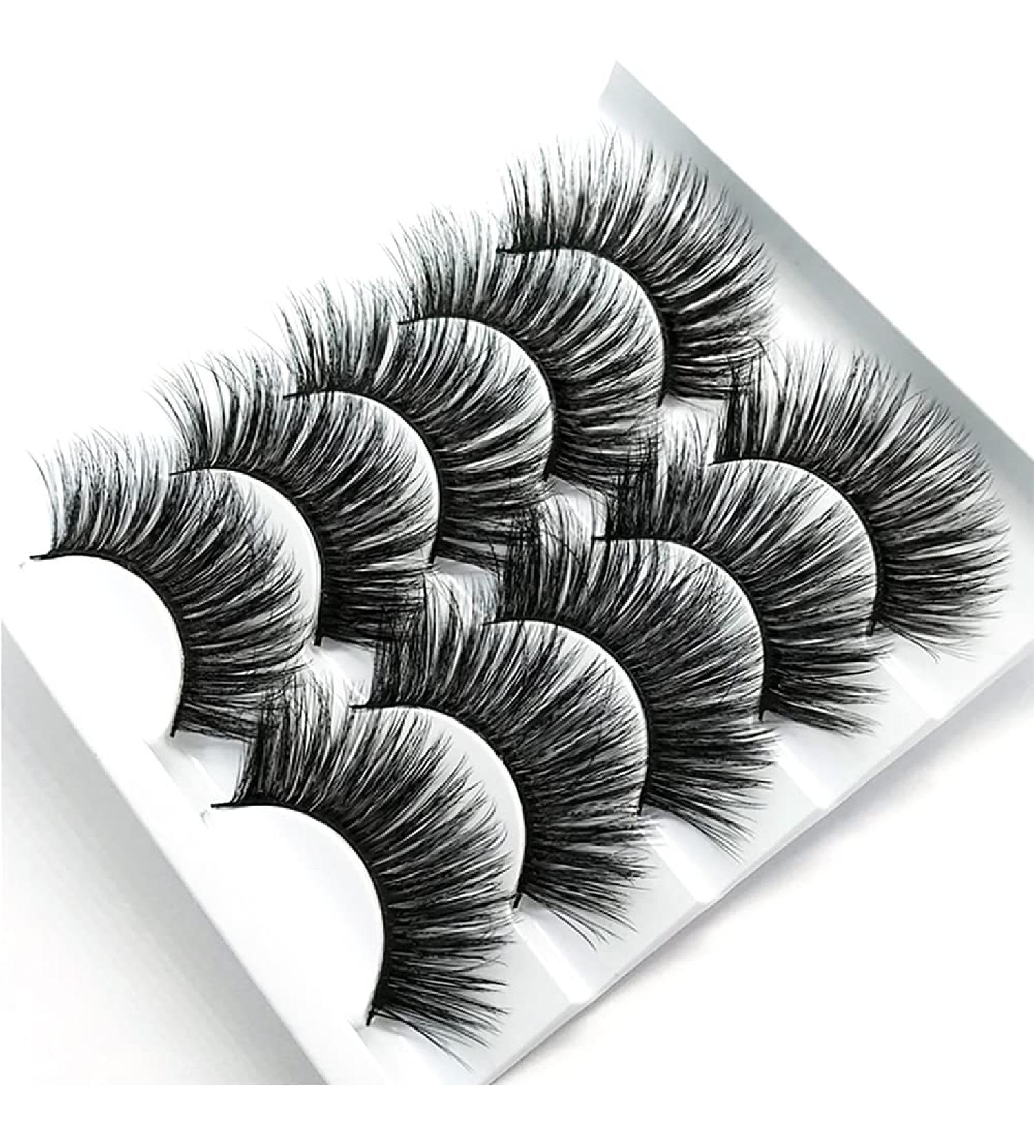 Faux Mink 5D Wispy Natural Volume Lashes Pack - 5 Pairs | Reusable Handmade Fluffy False Eyelashes - Buy Online on GoSupps.com