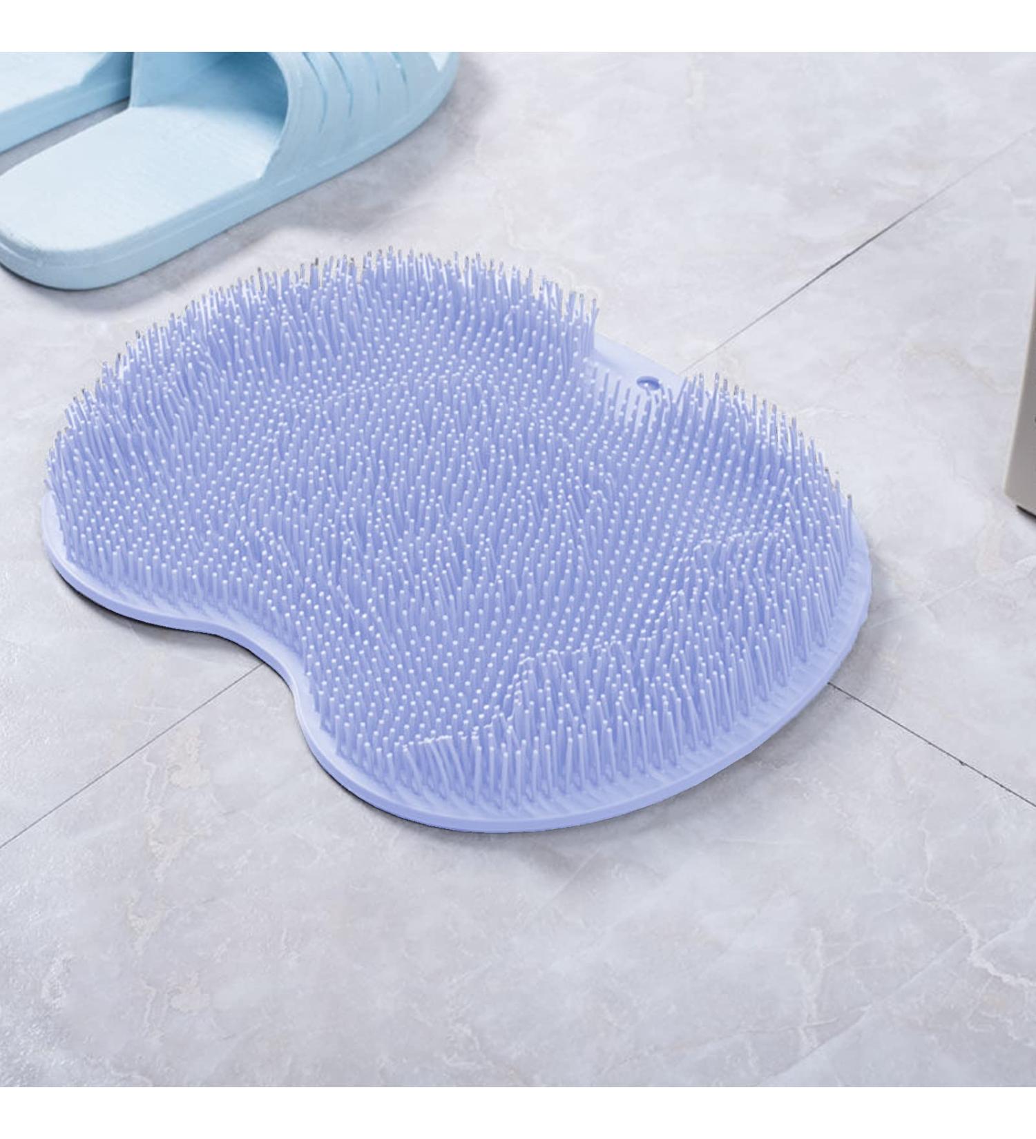 Silicone Shower Brush with Suction Cup for Body Exfoliation & Cleansing - Blue - Buy Online on GoSupps.com