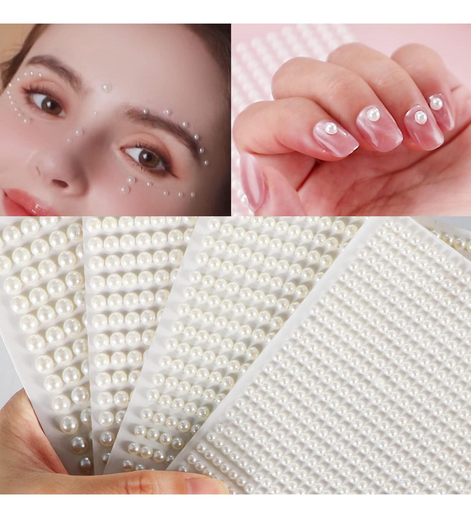 OASMU White Pearl 3D Self Adhesive Nail Rhinestones - DIY Body Art Accessories - Buy Online on GoSupps.com