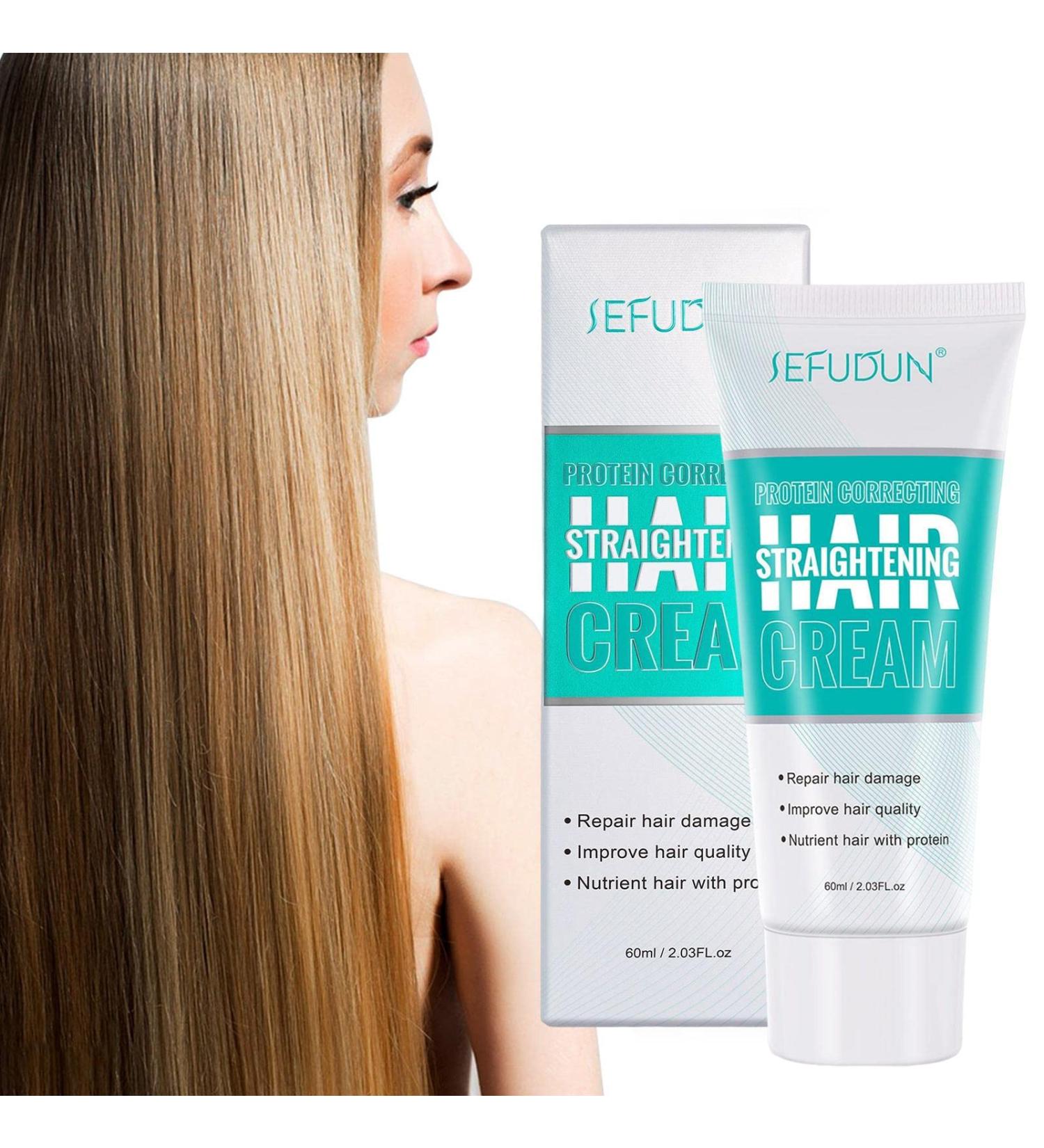  LINGJIONG Hair Straightening Cream 60ml Hair Straightening Cream for Curly Hair Nourishing and Smoothing Rapi - Buy Online on GoSupps.com