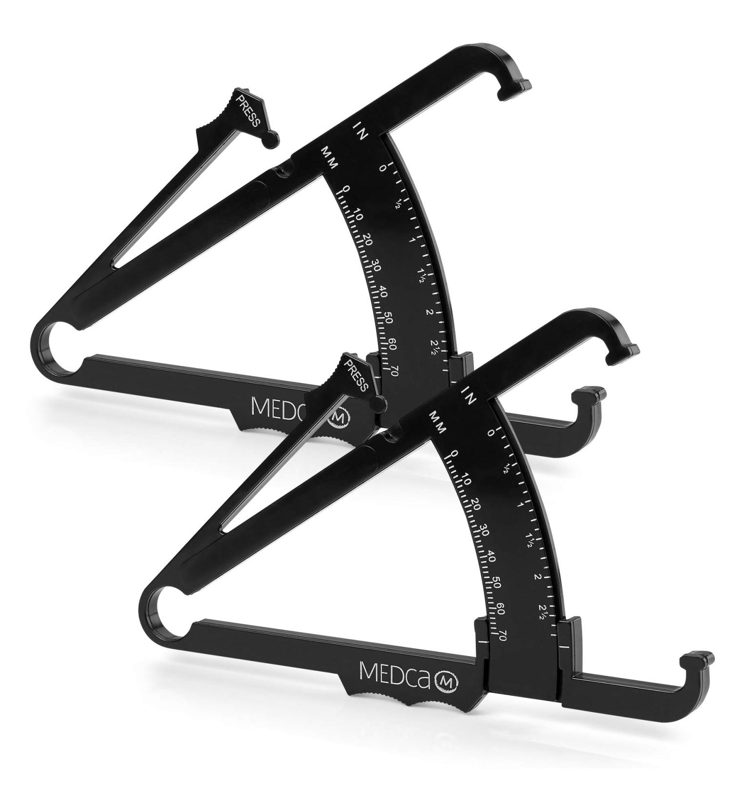 Skinfold Body Fat Caliper - Handheld BMI Measurement Tool by MEDca (Pack of 2 Black) - Accurate Analyzer for Men and Women - Buy Online on GoSupps.com