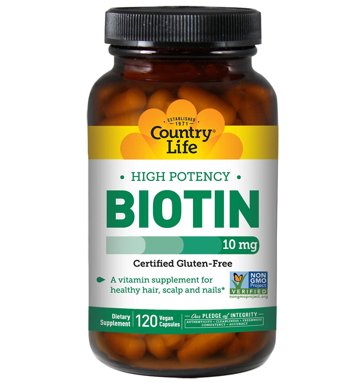 Country Life High Potency Biotin 10mg - 120 Vegan Capsules for Healthy Hair, Skin & Nails - Buy Online on GoSupps.com