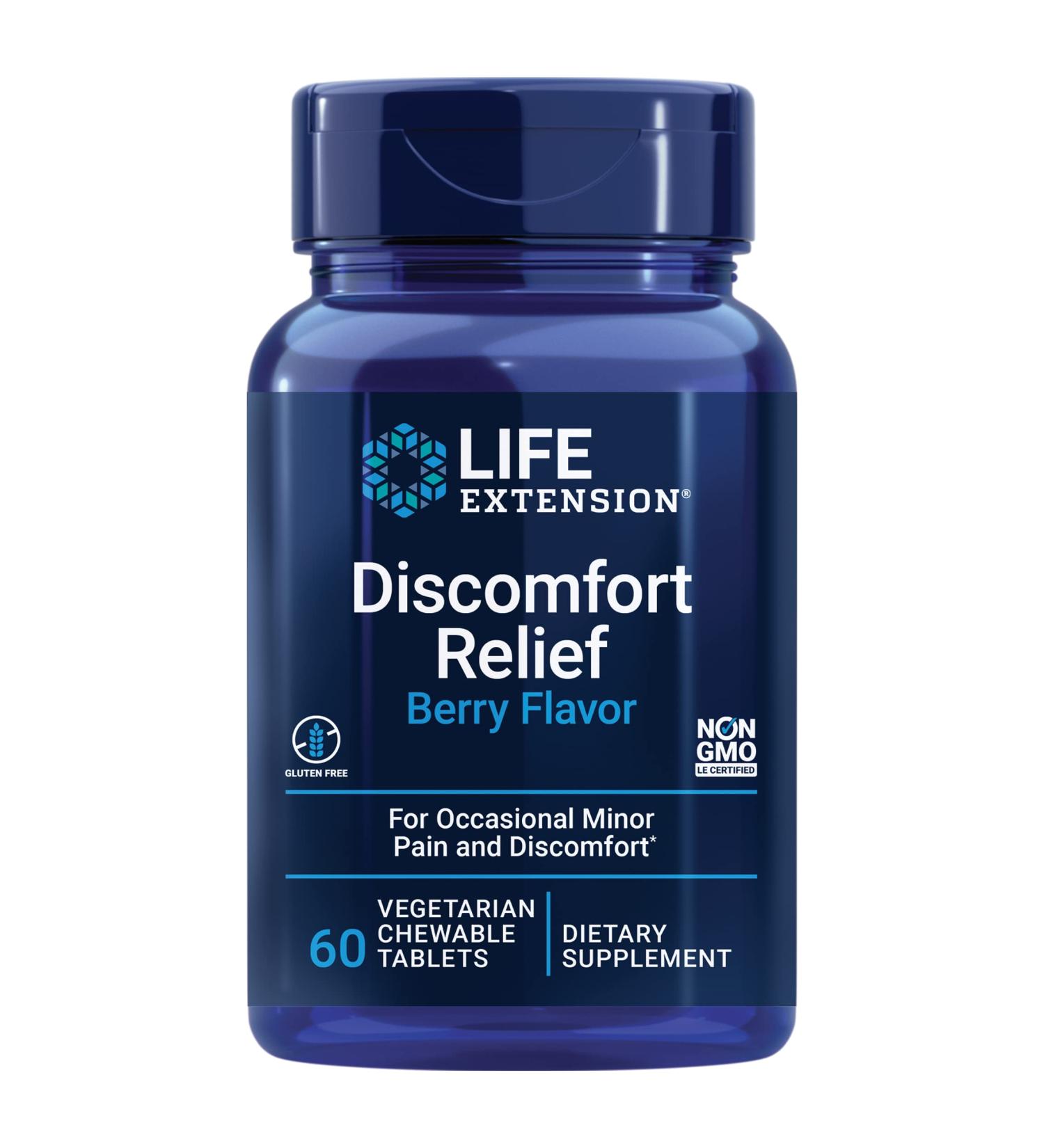 Life Extension PEA Discomfort Relief - 60 Chewable Tablets | Natural Pain Relief - Buy Online on GoSupps.com