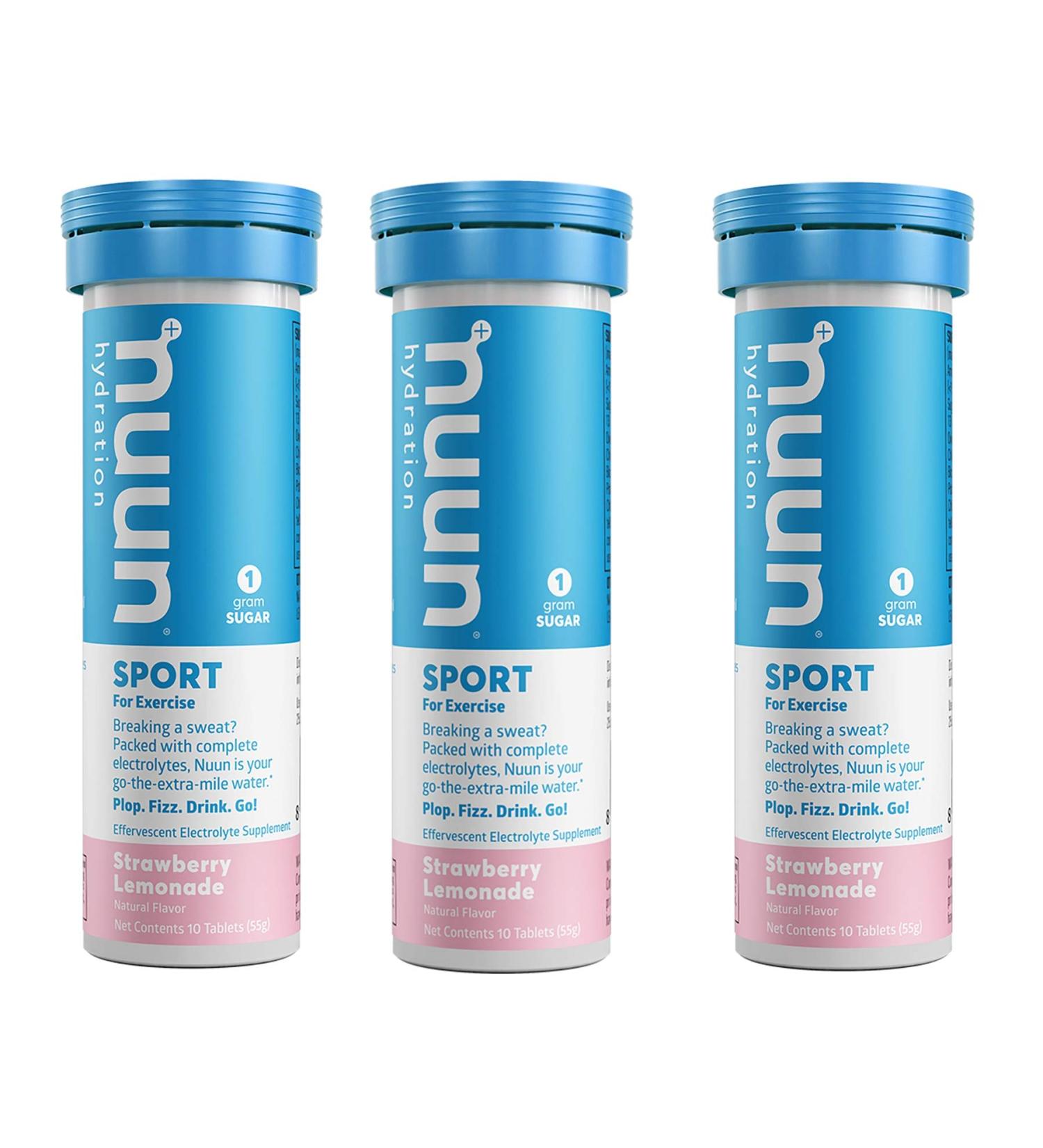 Nuun Sport Strawberry Lemonade Electrolyte Drink Tablets - 30 Tabs, Pack of 3 - Buy Online on GoSupps.com