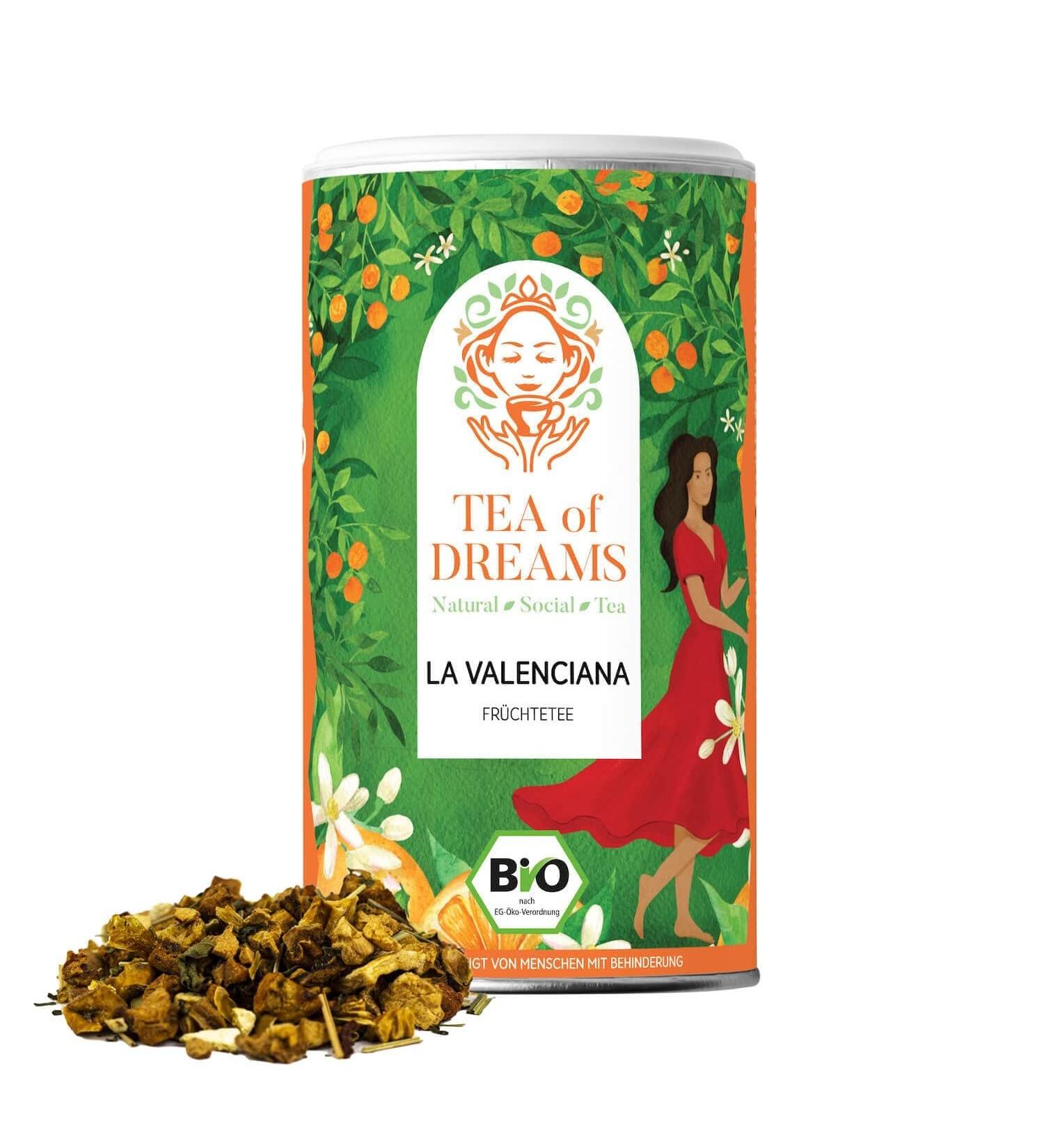  Tea of Dreams Organic Fruit Tea | La Valenciana | With Fine Orange Flavour | Loose Tea | 60g - Buy Online on GoSupps.com