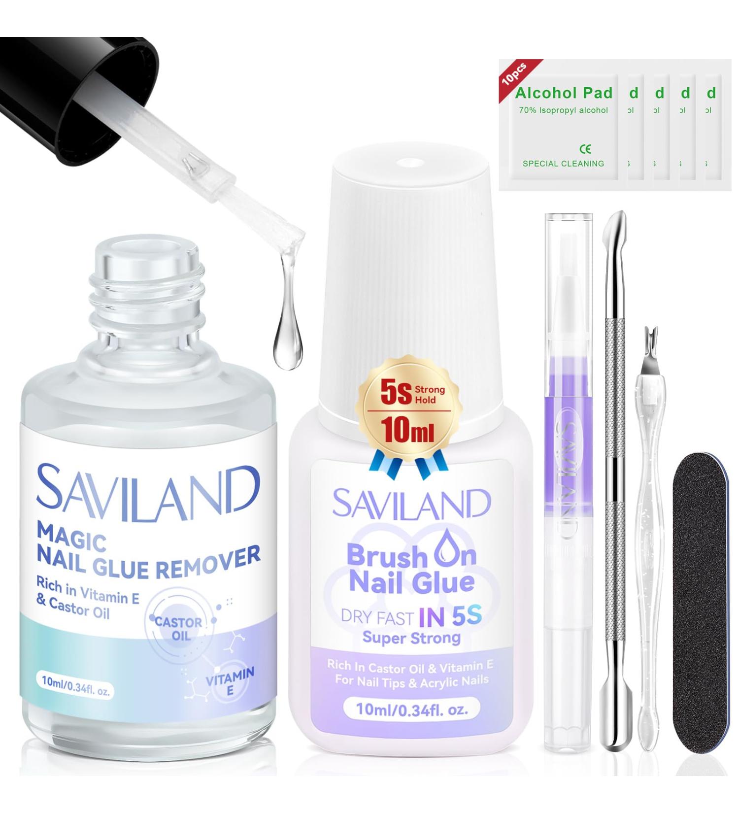 SAVILAND Nail Glue Remover & Cuticle Oil Pen | Fast & Gentle Duo for Press On Acrylics Gel X Nails - Super Strong Formula - Buy Online on GoSupps.com