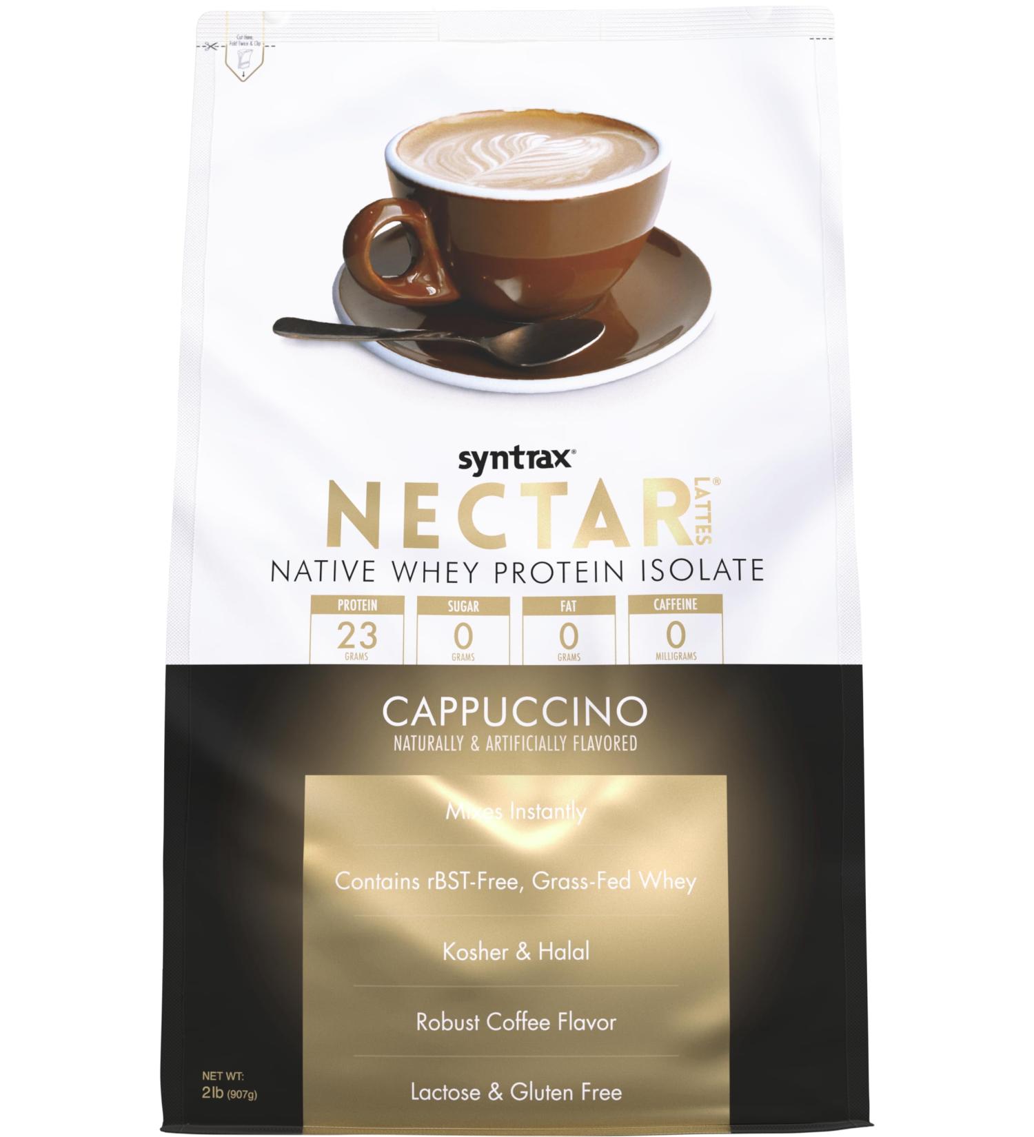 Syntrax Nutrition Nectar Lattes Cappuccino - 100% Whey Isolate Protein Powder 2 lbs | International Shipping Available - Buy Online on GoSupps.com