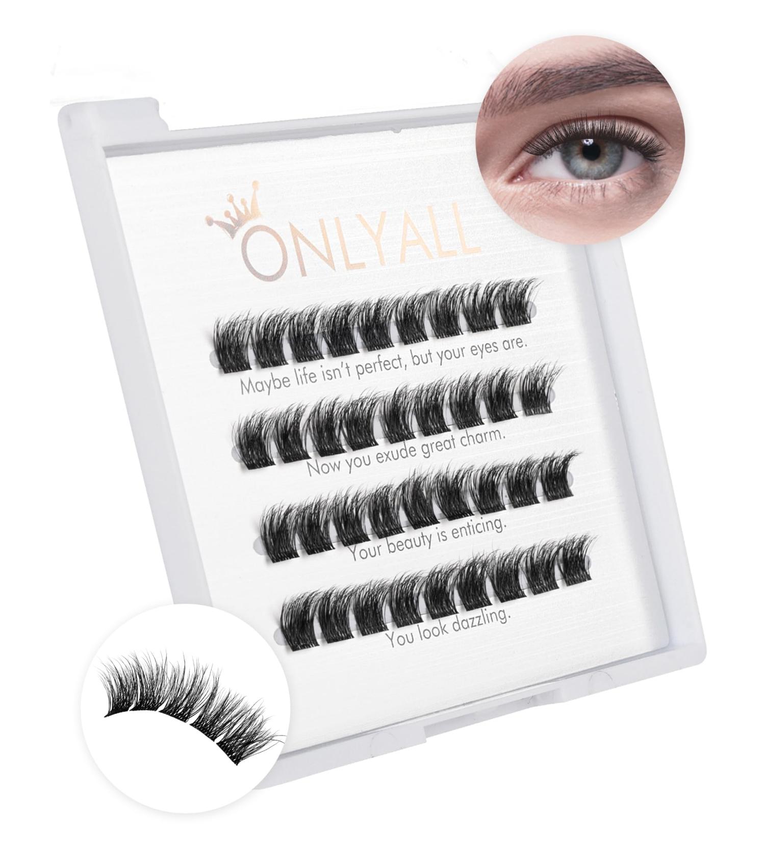 Onlyall Cluster Lashes DIY Eyelash Extensions - Natural Look Individual Lashes for False Lash Extension - H-48 (11MM) - Buy Online on GoSupps.com